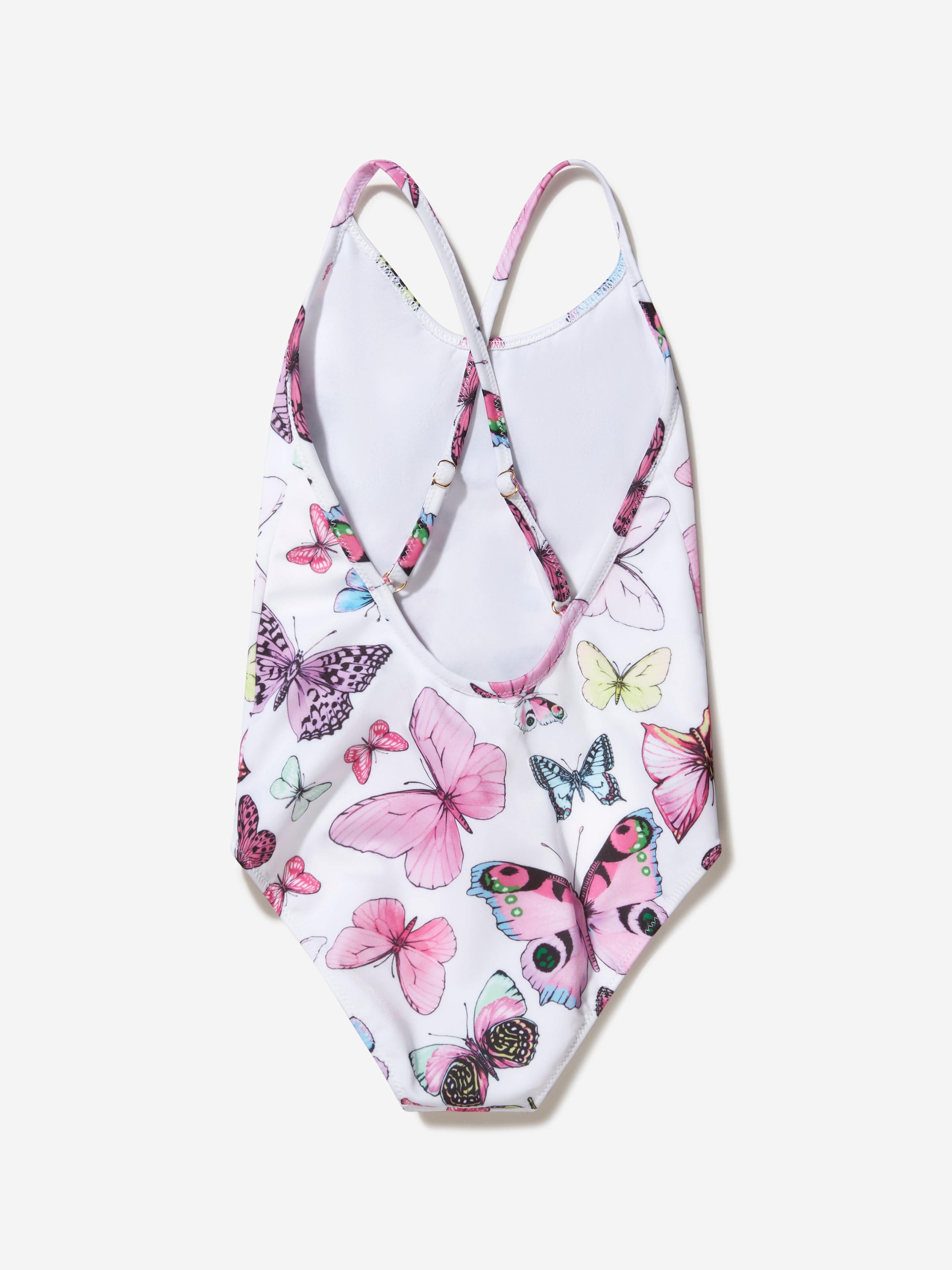 Versace Girls Butterfly Print Logo Swimsuit