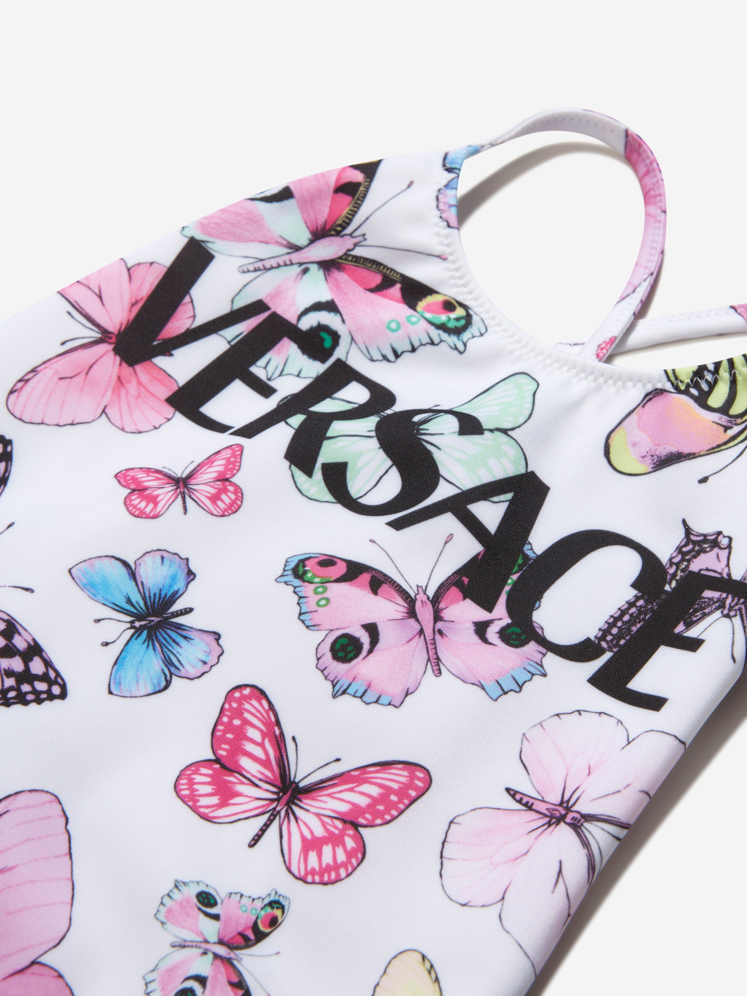 Versace Girls Butterfly Print Logo Swimsuit