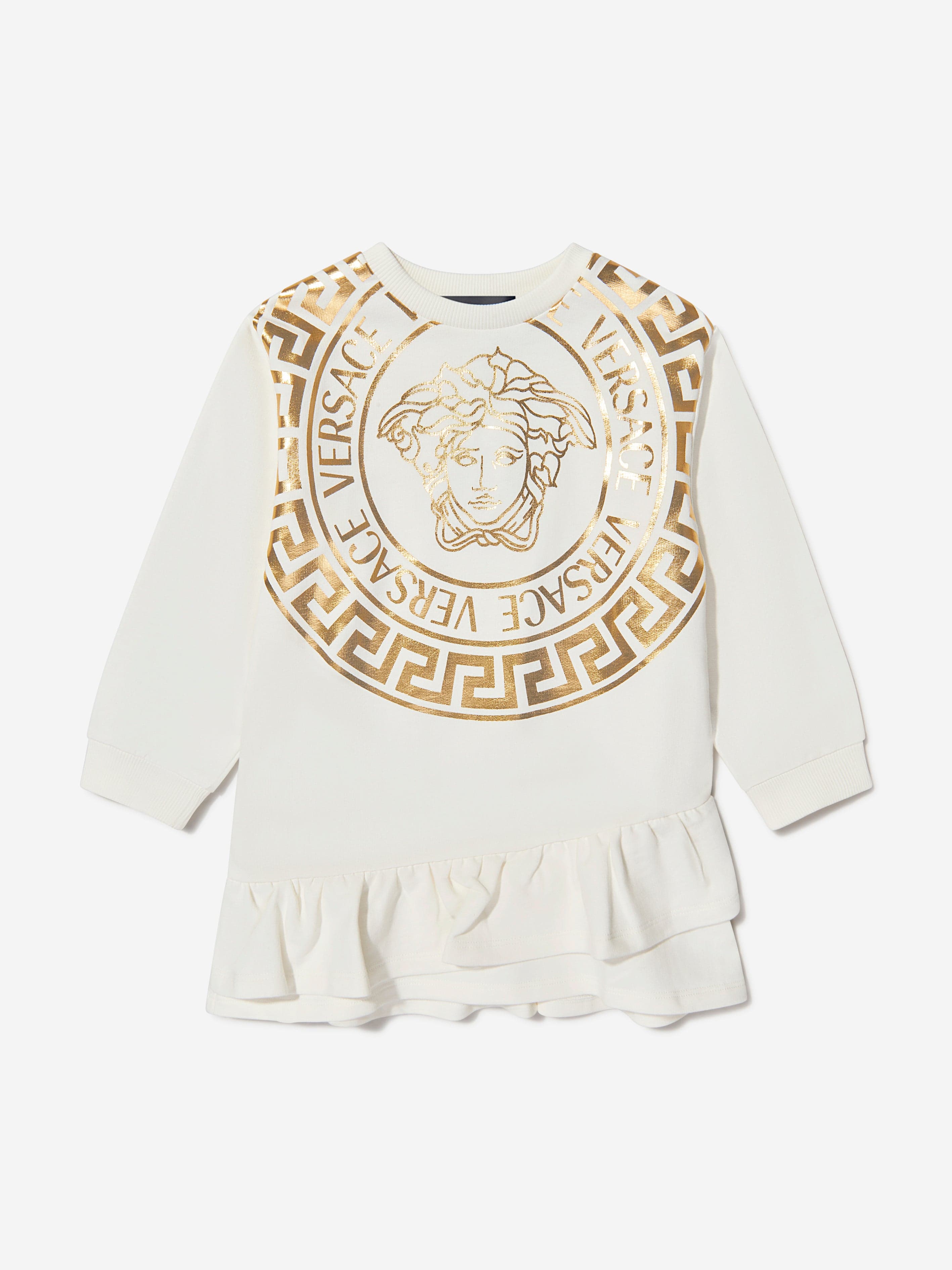 Versace Girls Cotton Medusa Logo Sweater Dress