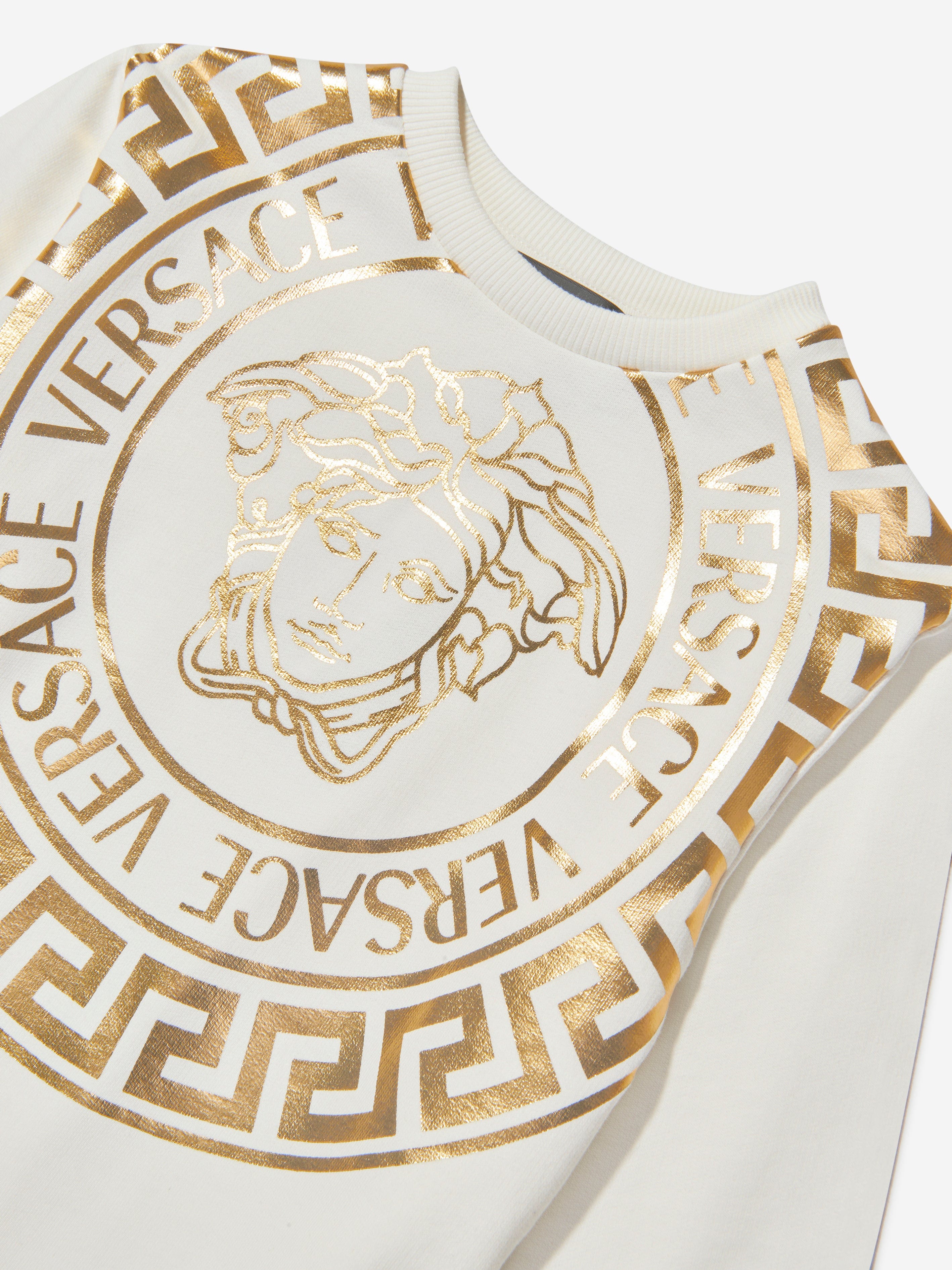 Versace Girls Cotton Medusa Logo Sweater Dress