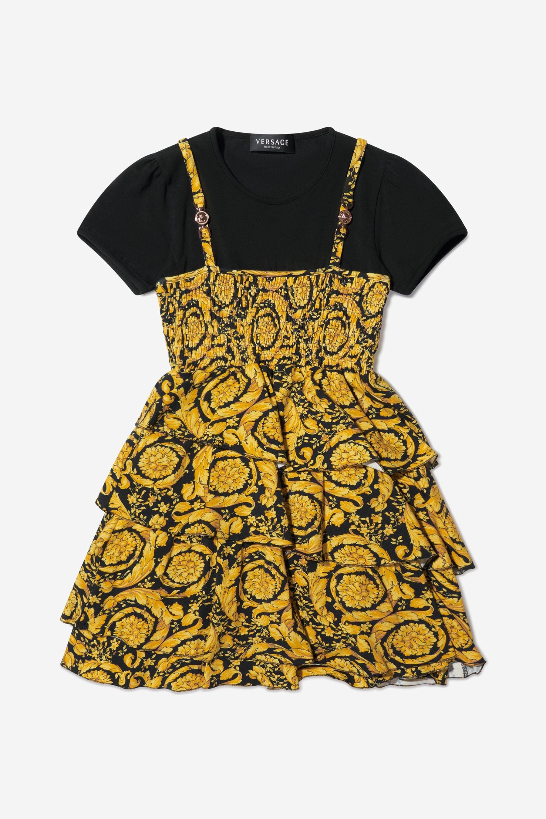 Versace Girls Cotton Jersey Barocco Print Dress