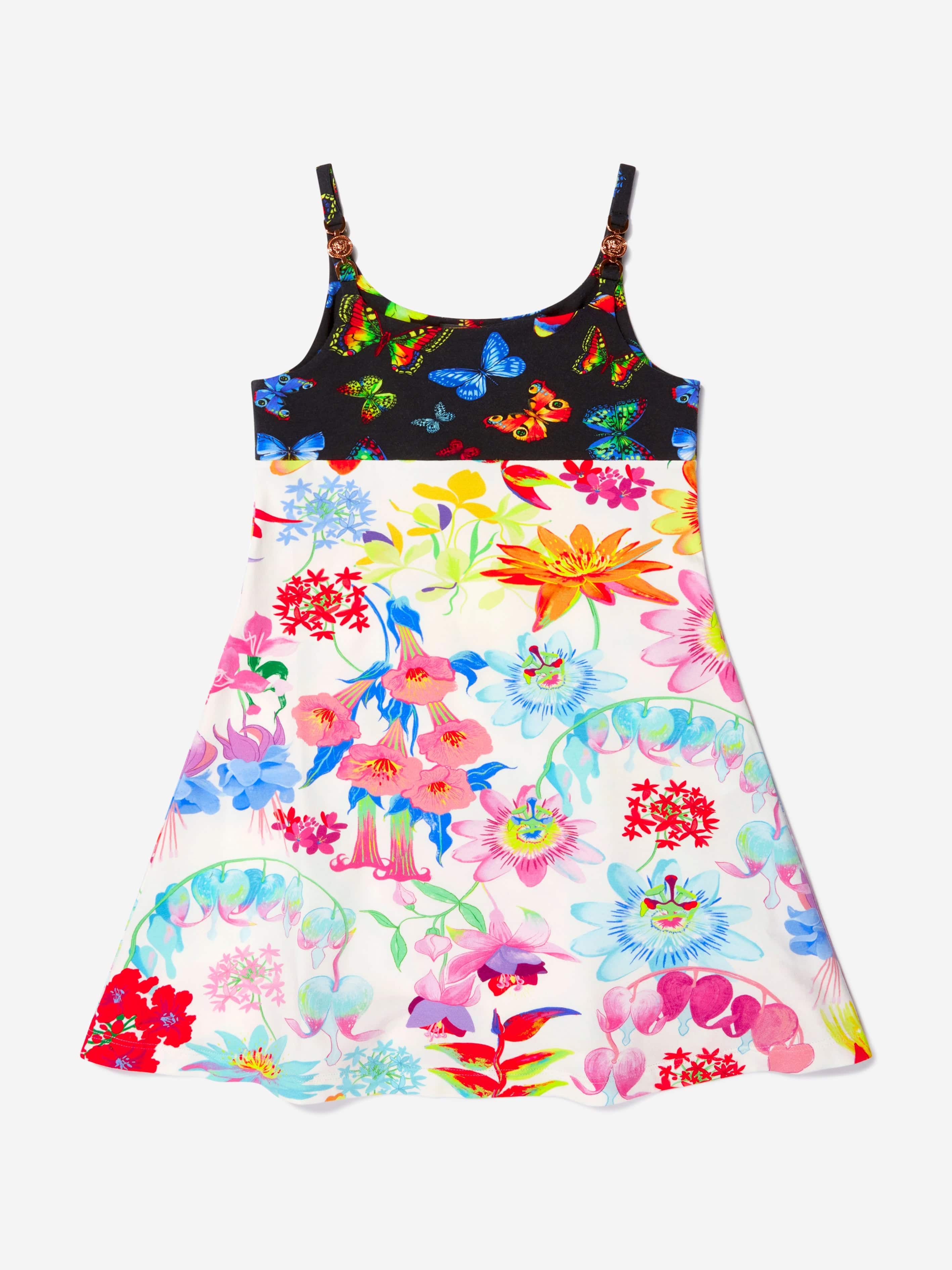 Versace Girls Cotton Jersey Butterfly Le Jardin Print Dress