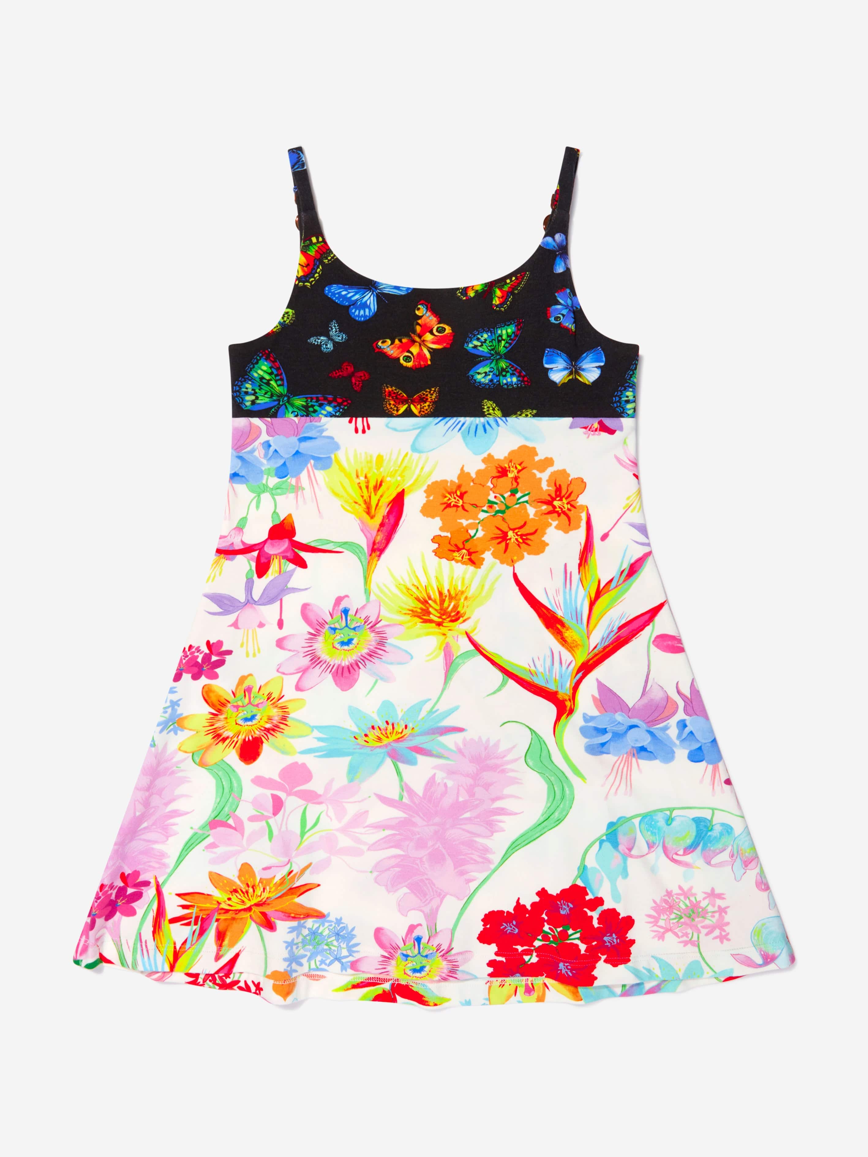 Versace Girls Cotton Jersey Butterfly Le Jardin Print Dress