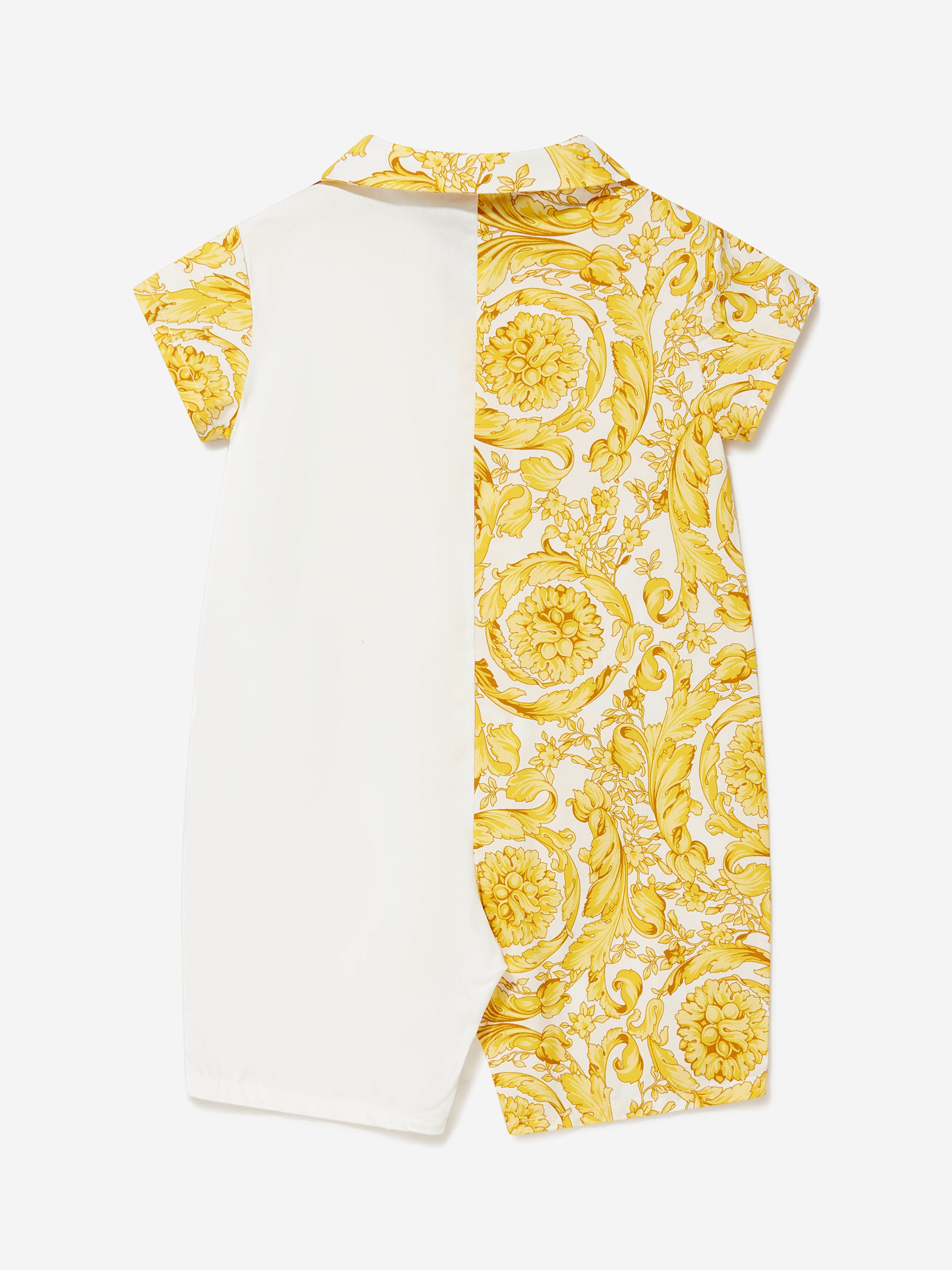 Versace Baby Barocco Polo Romper in Gold