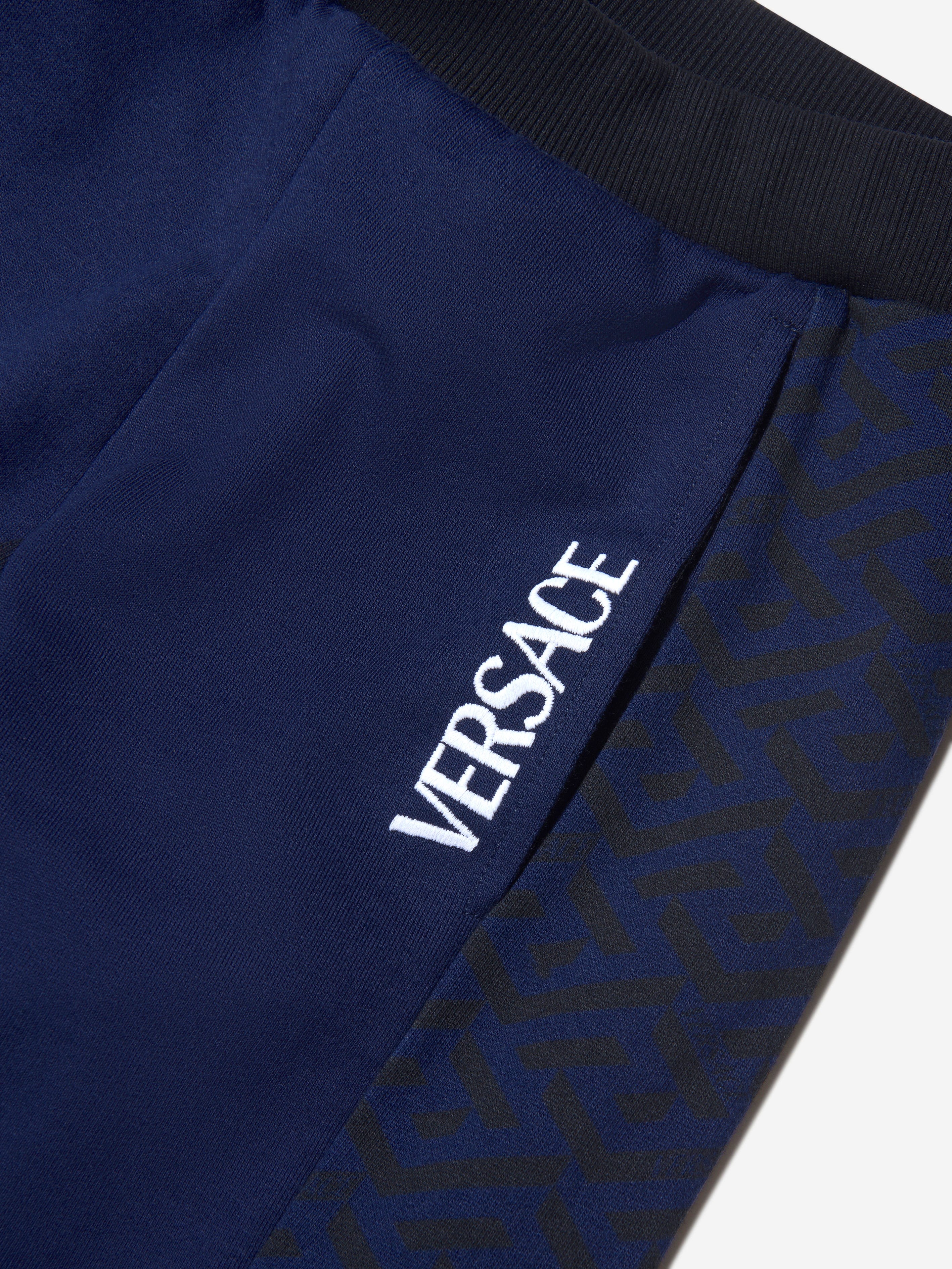 Versace Boys Cotton La Greca Signature Trim Sweatpants