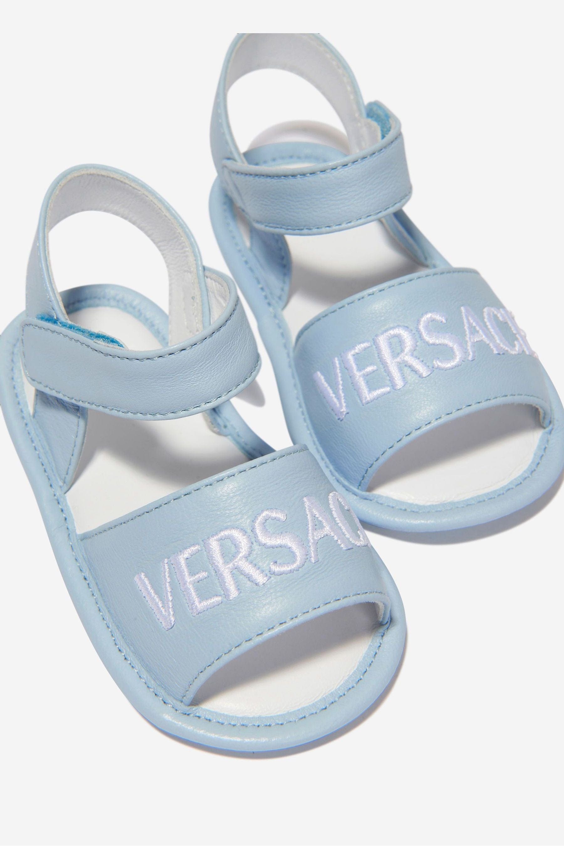 Versace Baby Unisex Leather Embroidered Logo Pre-Walker Sandals