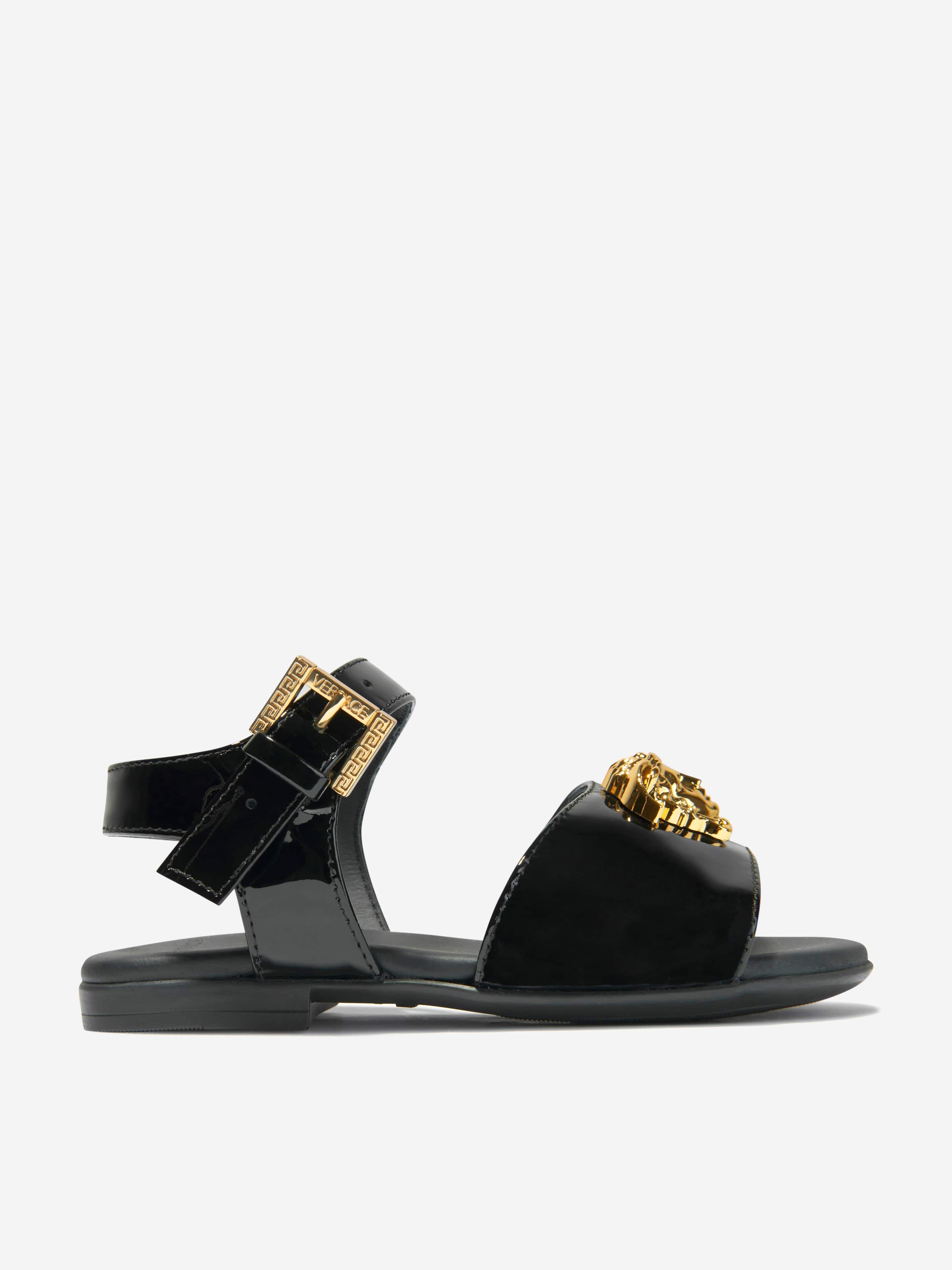 Versace Girls Patent Leather Medusa Logo Sandals