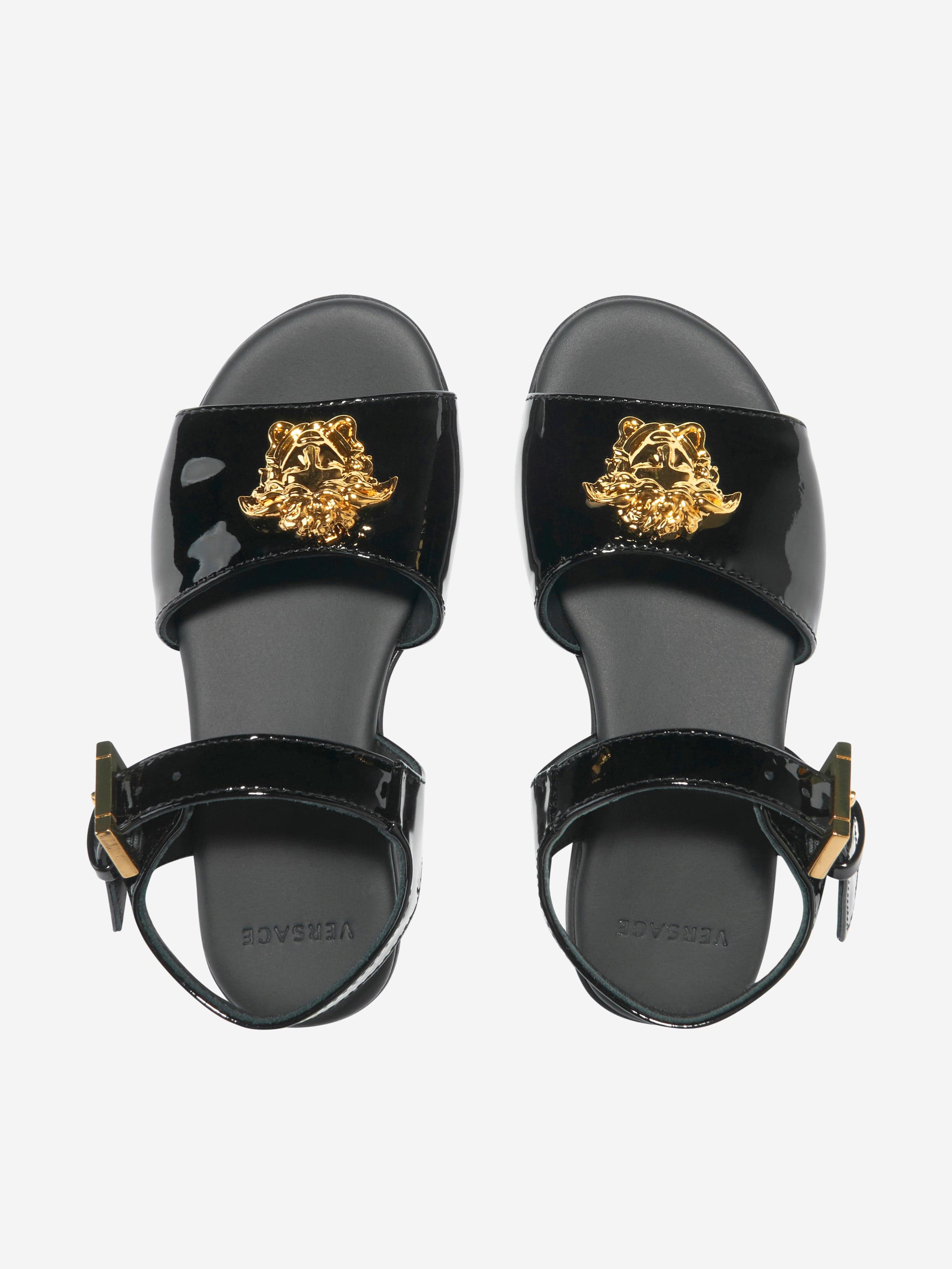 Versace Girls Patent Leather Medusa Logo Sandals