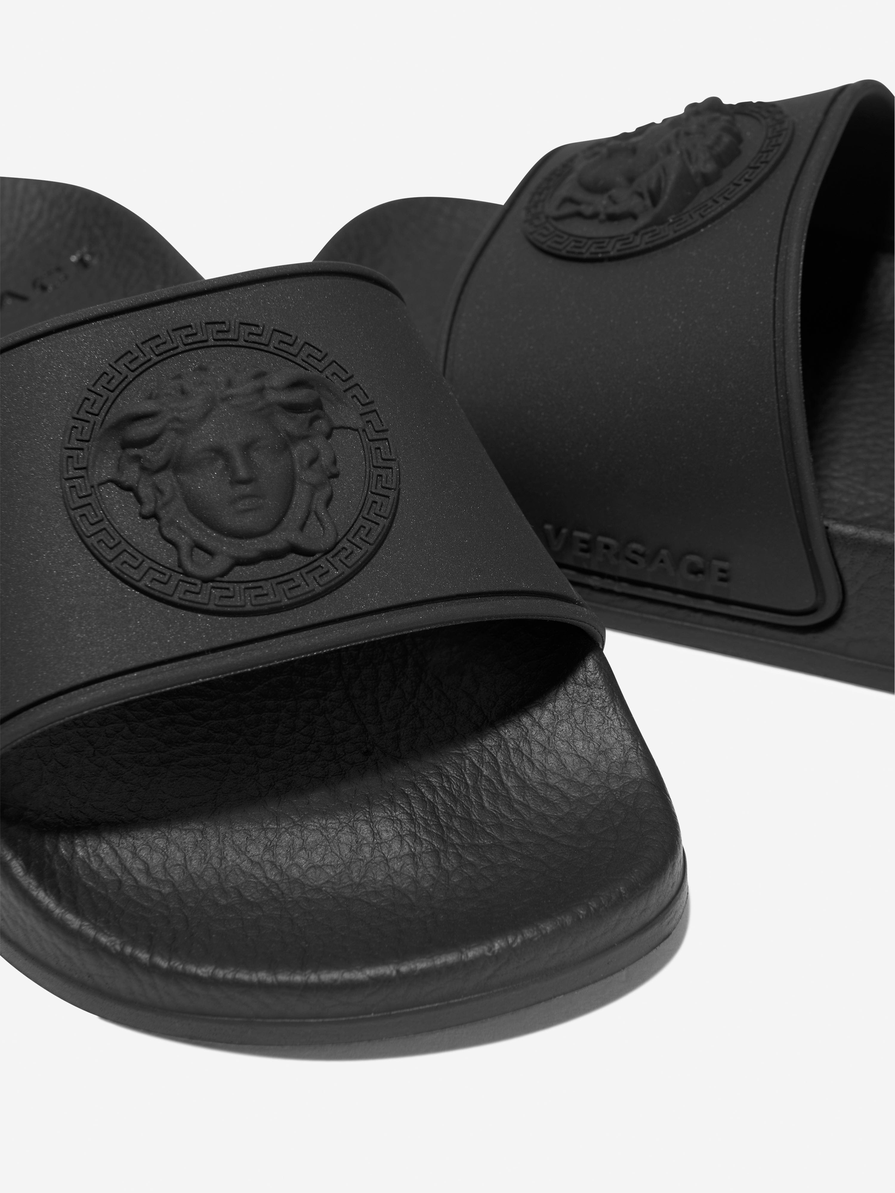 Versace Kids Medusa Logo Sliders in Black