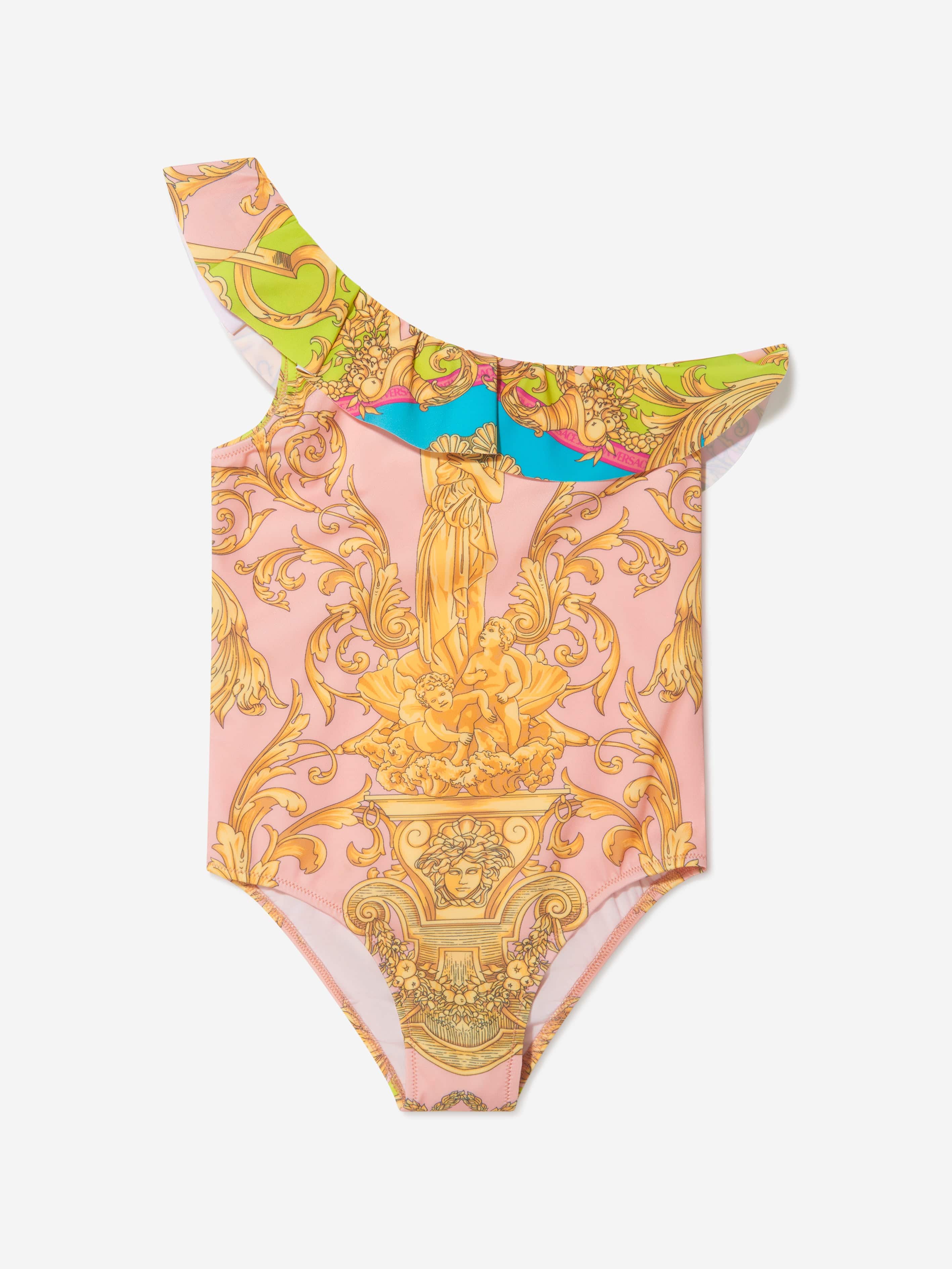 Versace Girls Barocco Goddess Print Swimsuit