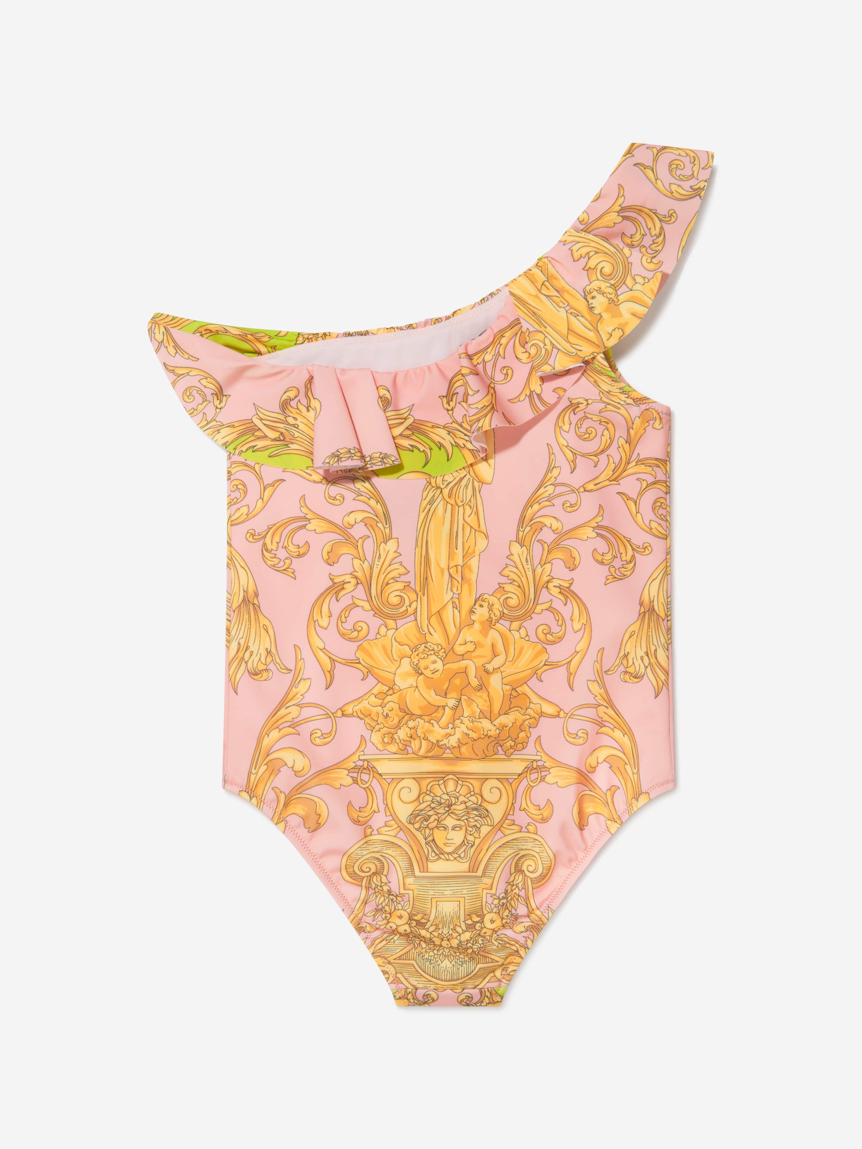 Versace Girls Barocco Goddess Print Swimsuit