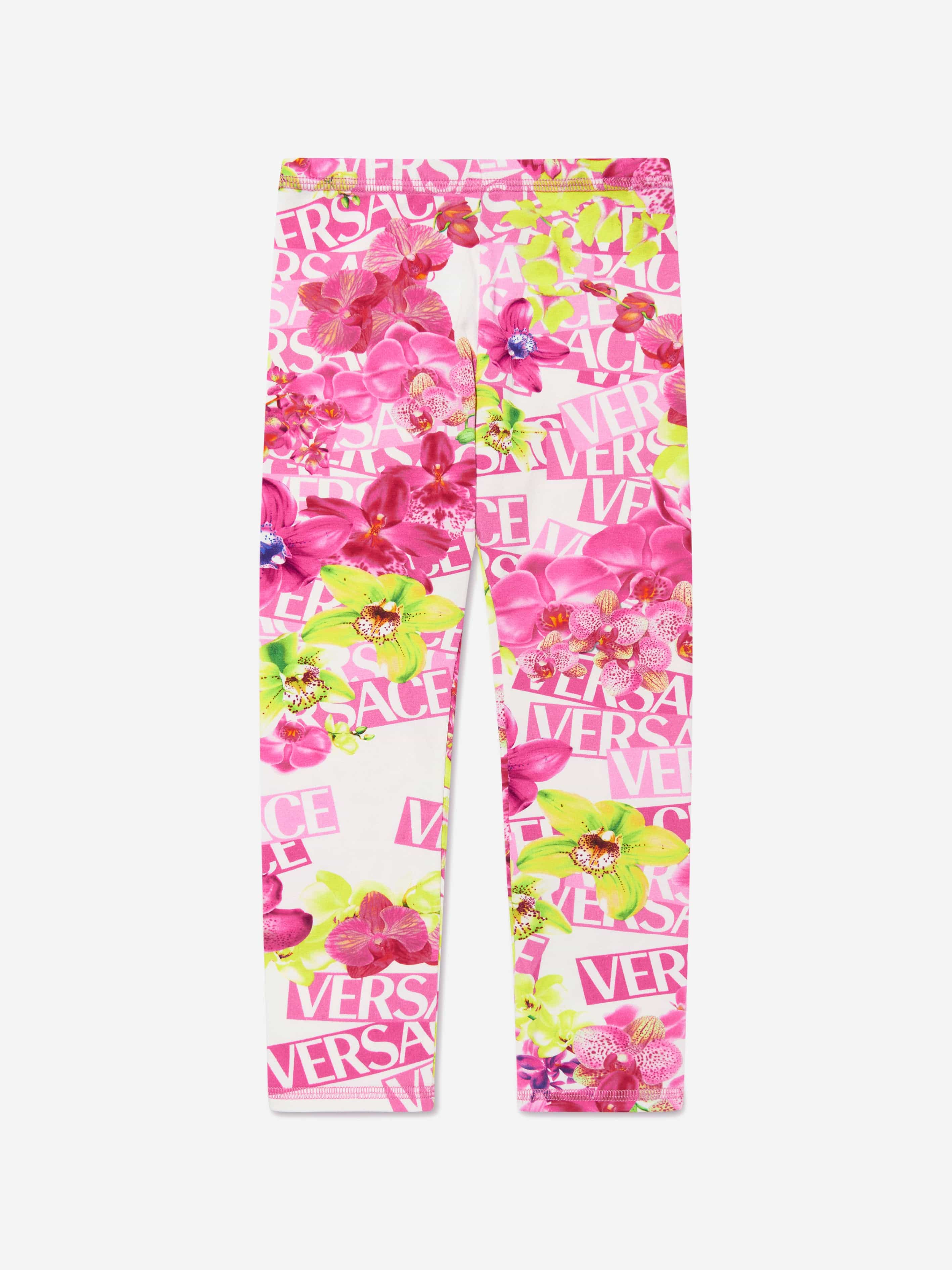 Versace Girls Orchid Logo Leggings in White