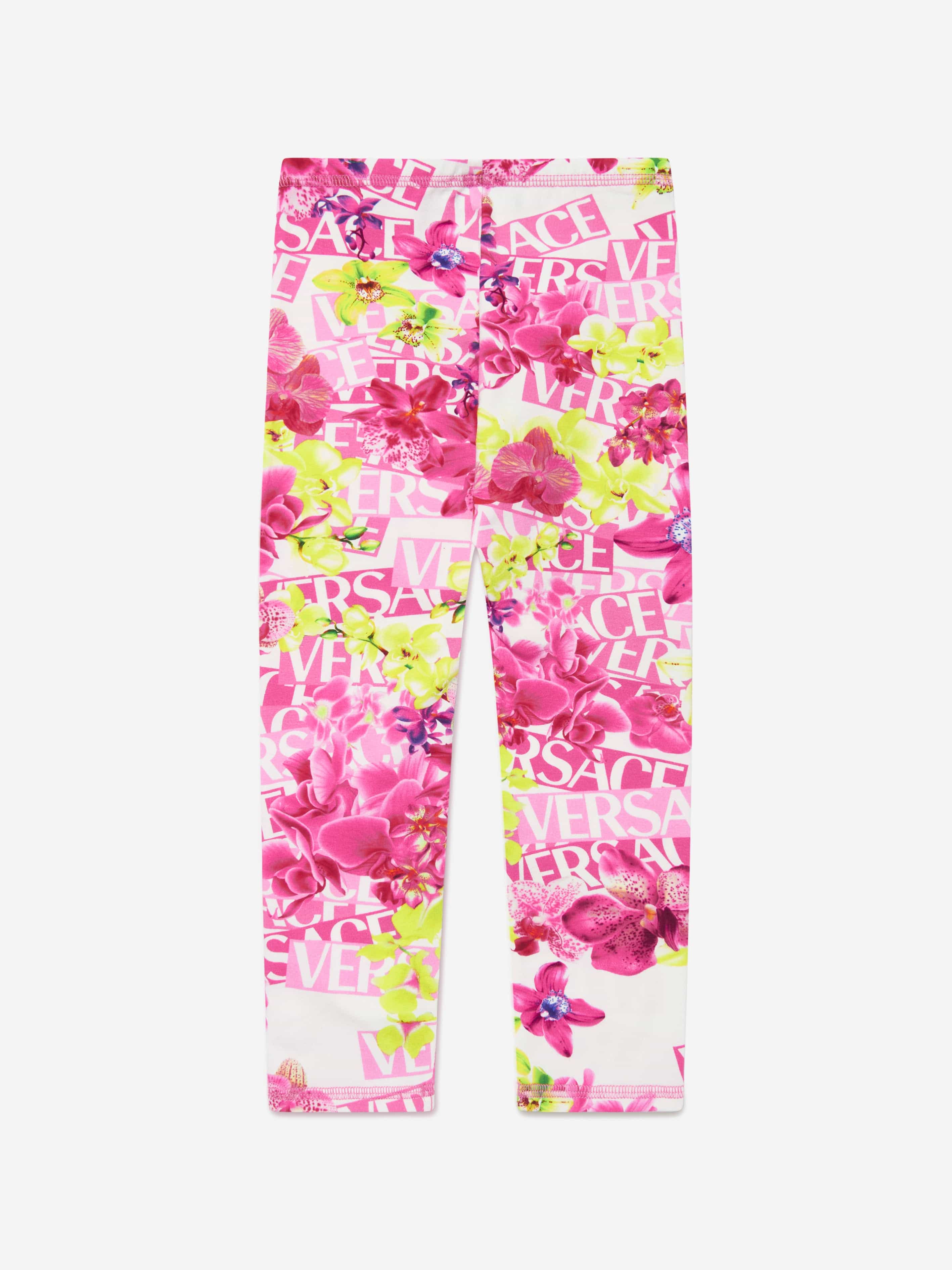 Versace Girls Orchid Logo Leggings in White