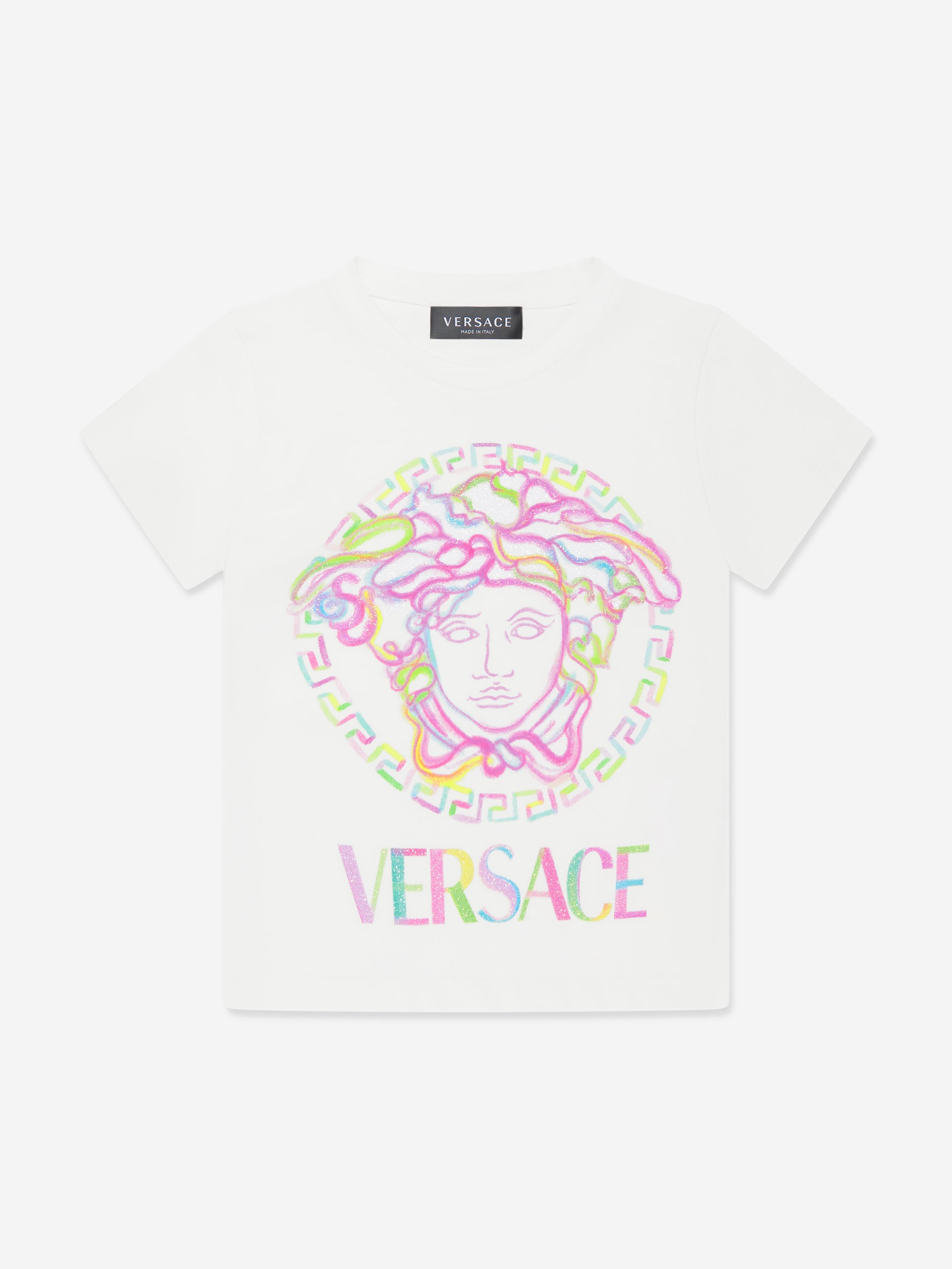 Versace Girls Medusa Logo T-Shirt in White