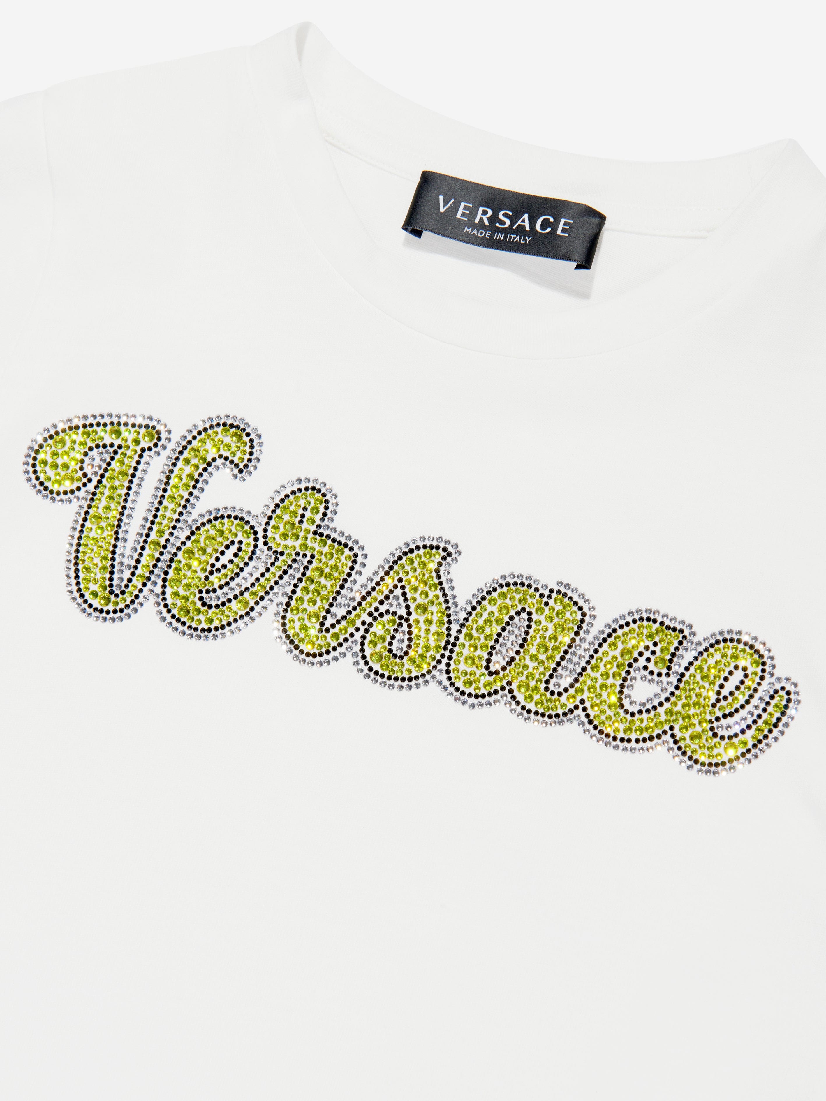 Versace Kids Crystal Logo T-Shirt in White