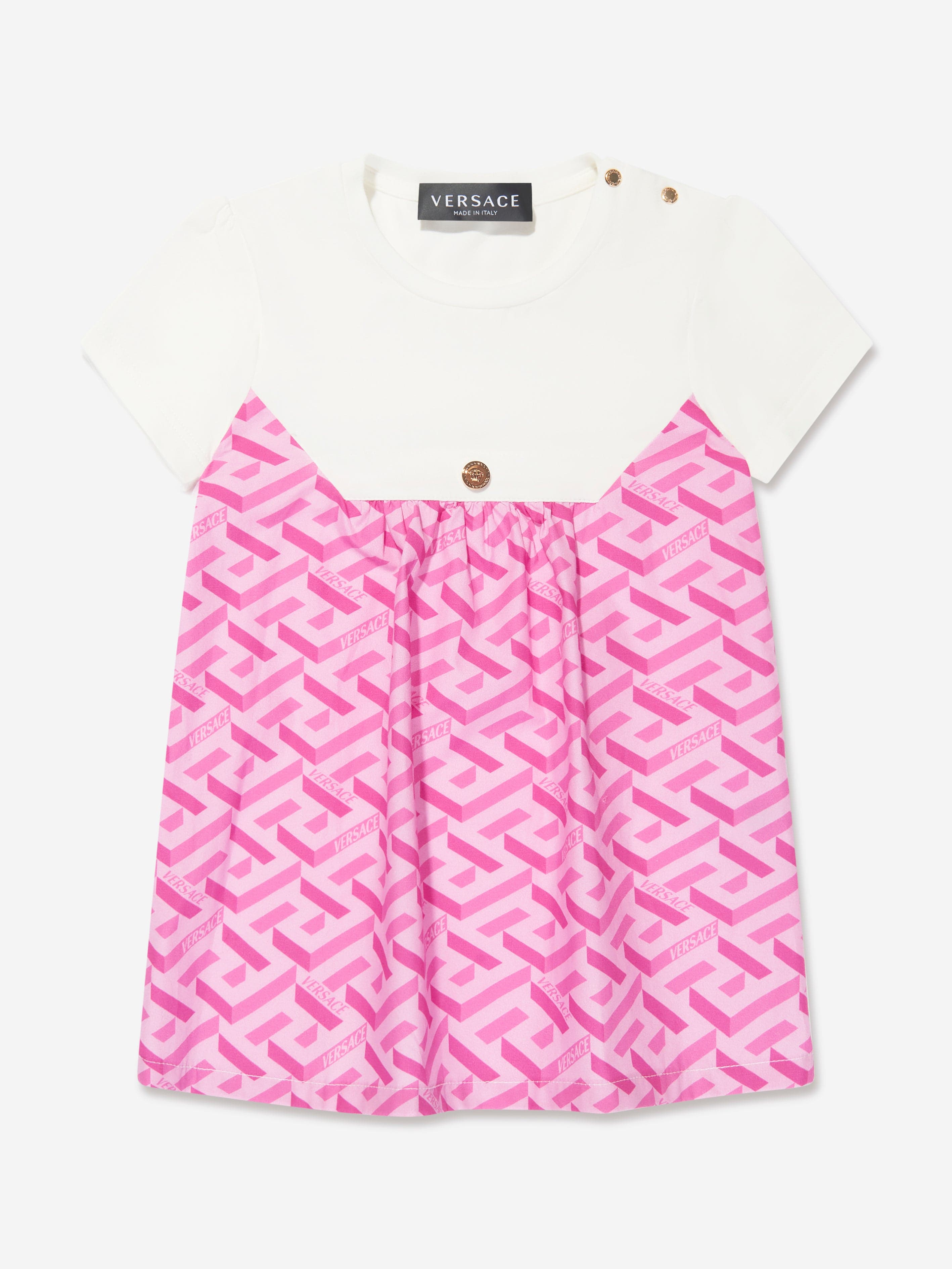 Versace Baby Girls La Greca Dress in Pink