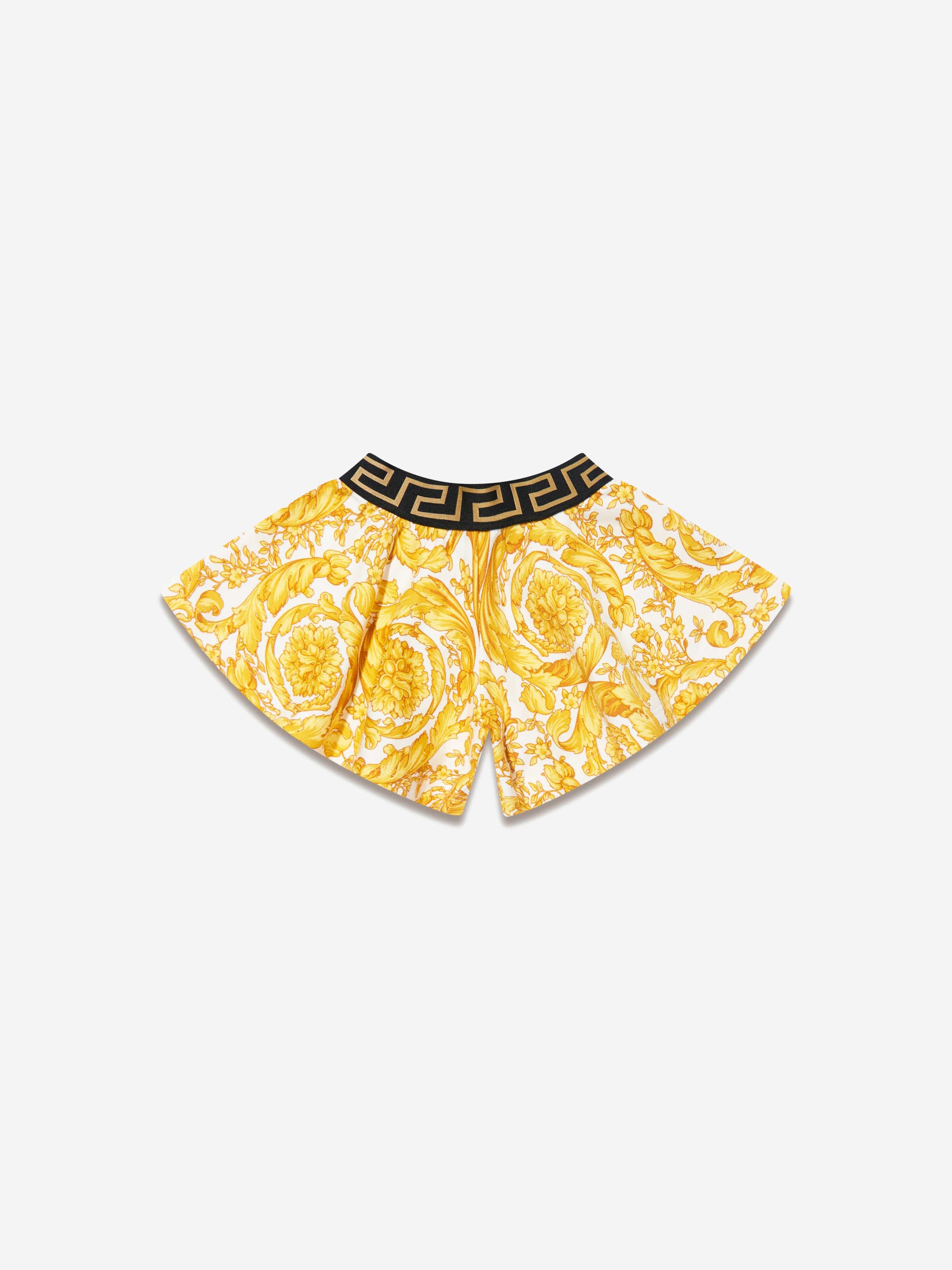 Versace Baby Girls Barocco Shorts in Gold