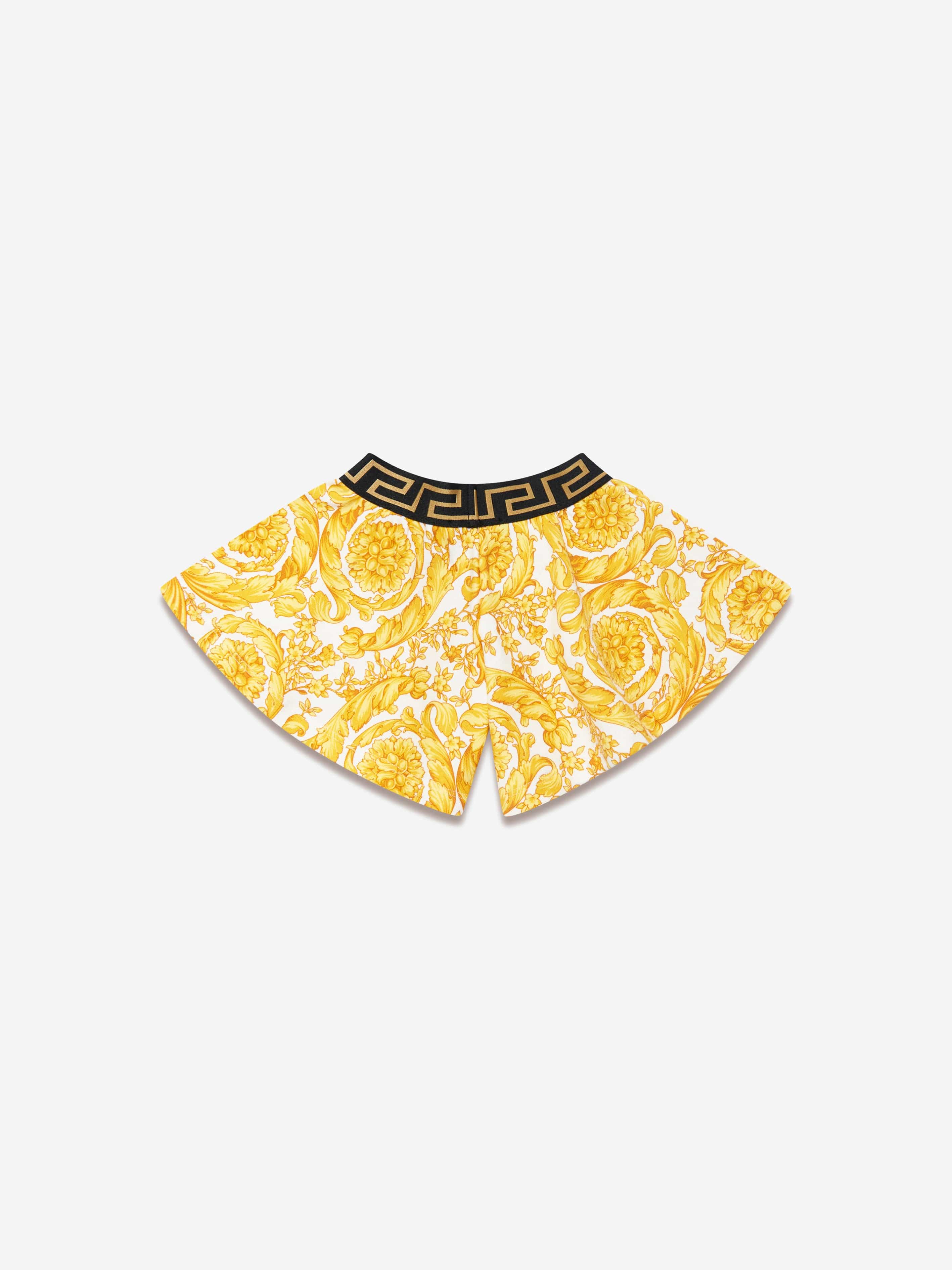 Versace Baby Girls Barocco Shorts in Gold