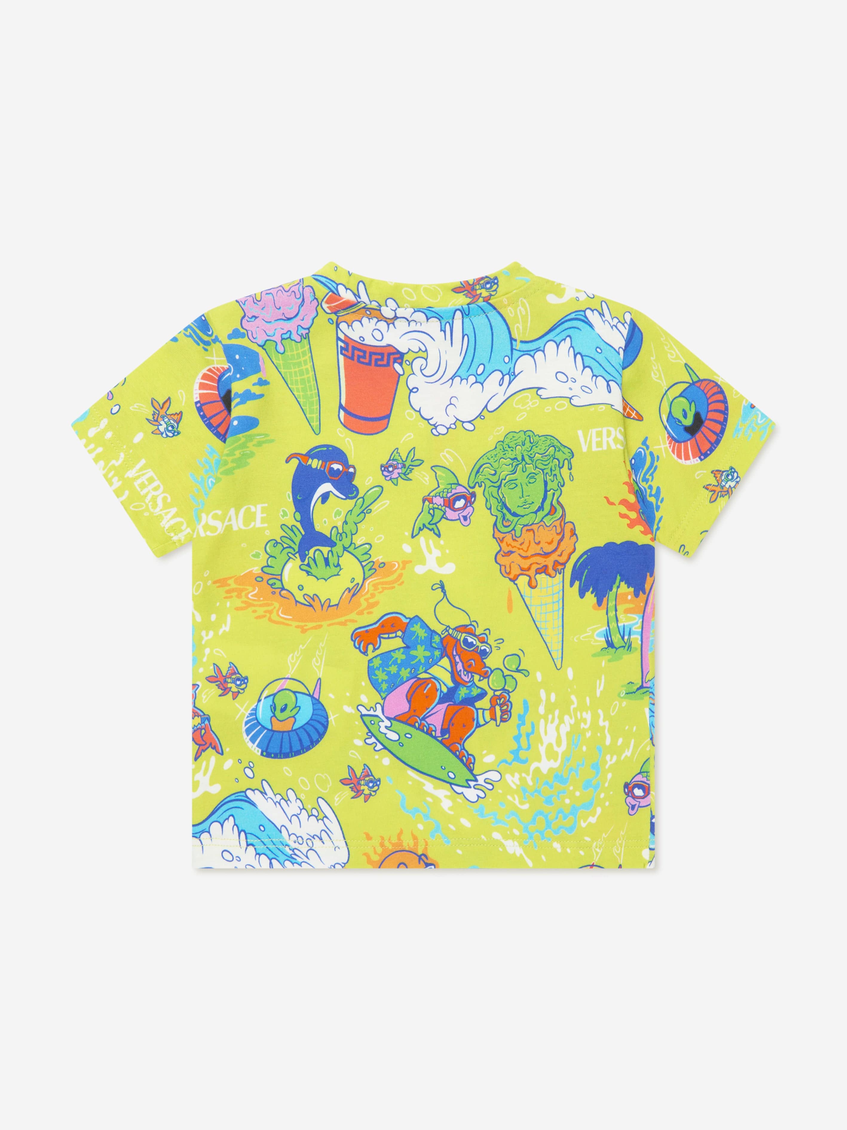 Versace Baby Boys Summer Print T-Shirt in Yellow