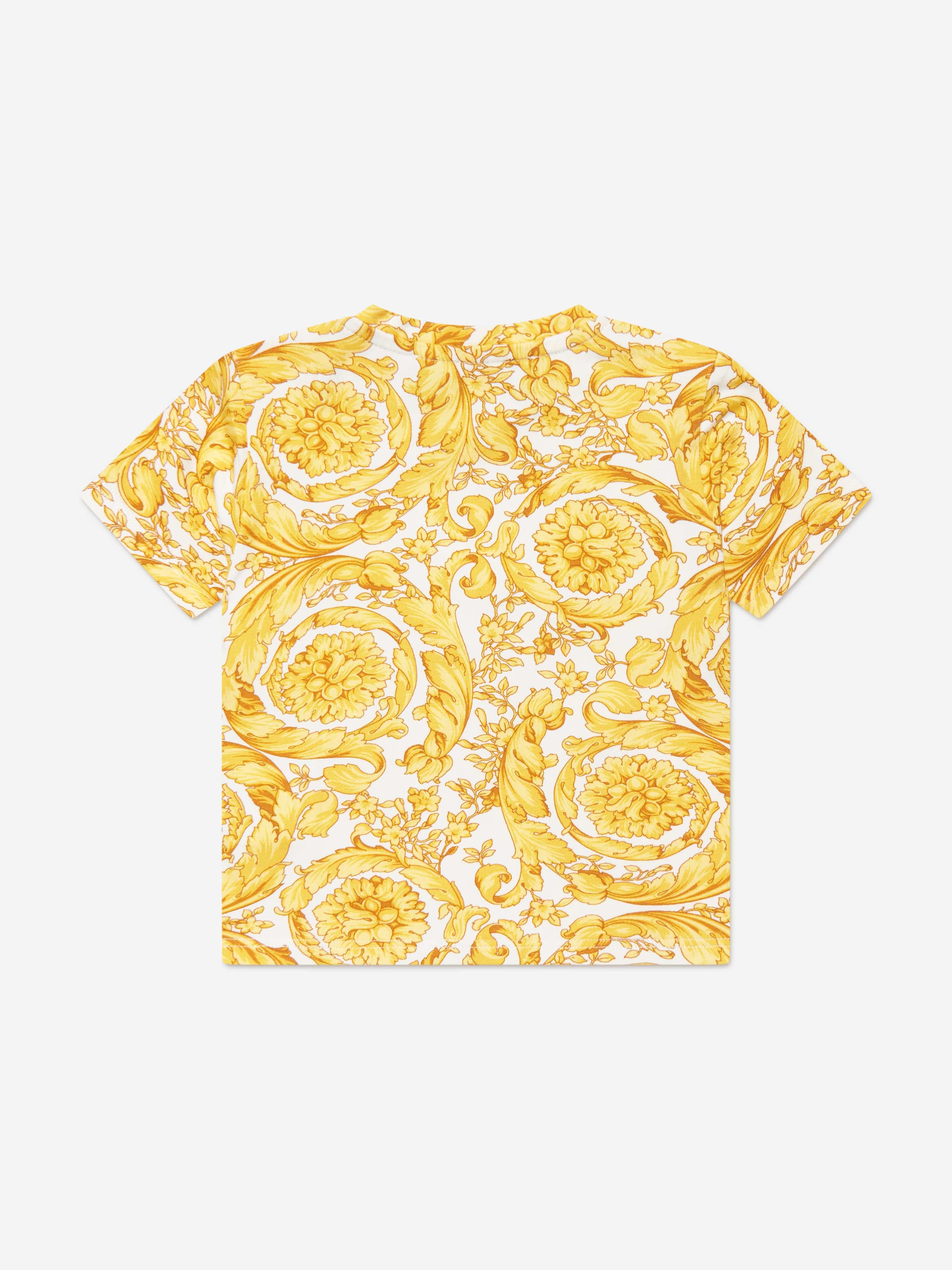 Versace Baby Barocco Print T-Shirt in Gold