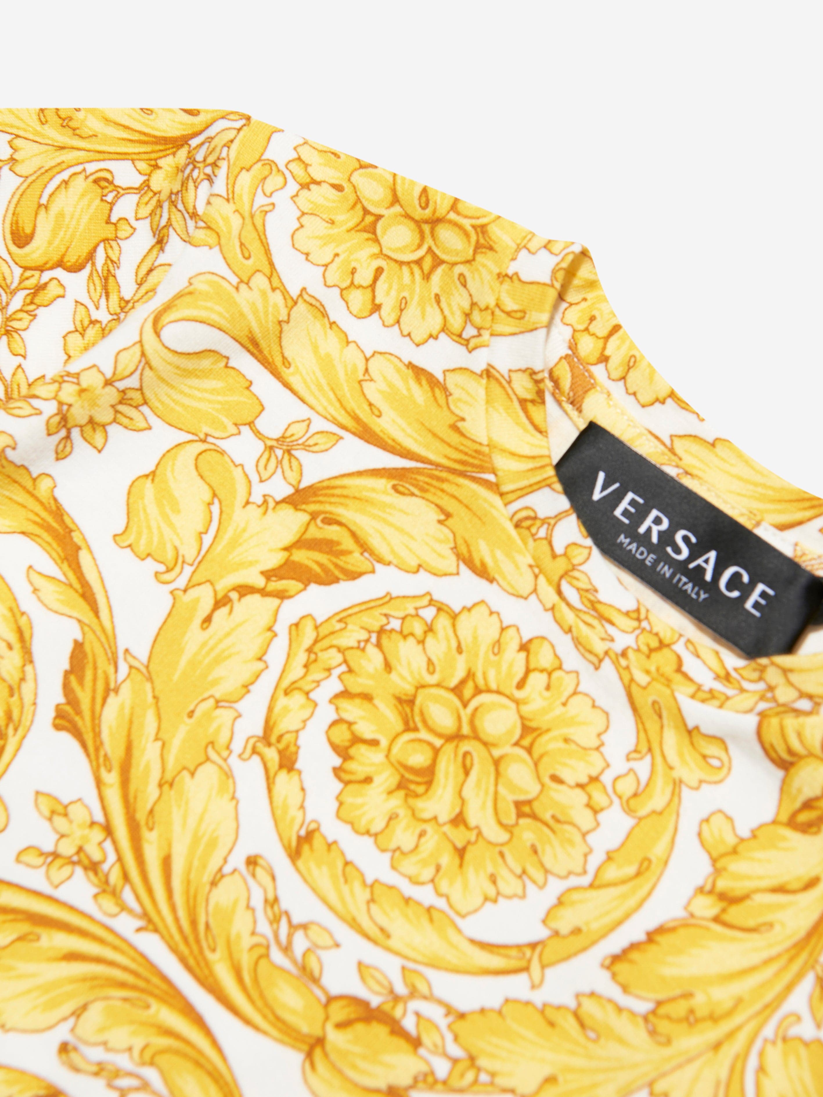 Versace Baby Barocco Print T-Shirt in Gold