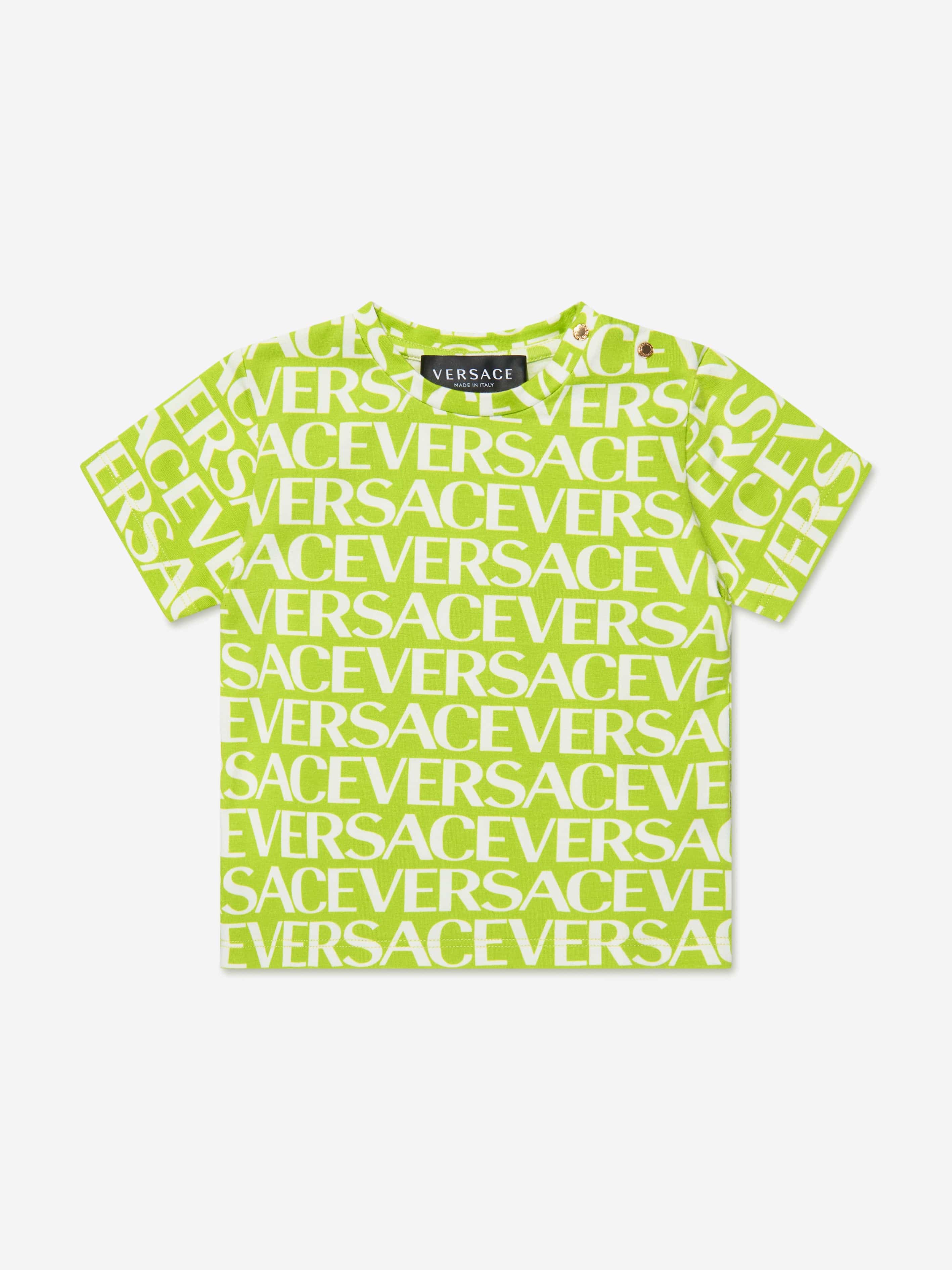 Versace Baby Logo Print T-Shirt in Green