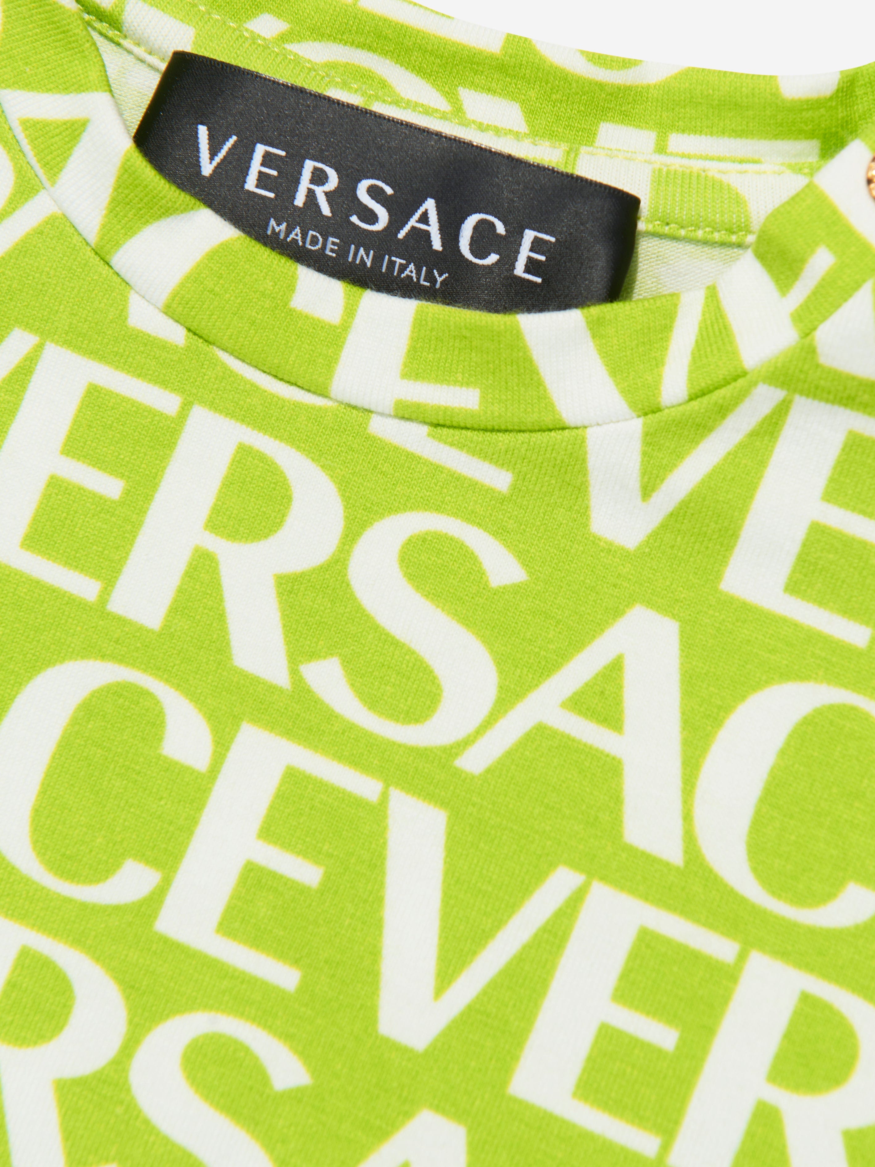 Versace Baby Logo Print T-Shirt in Green