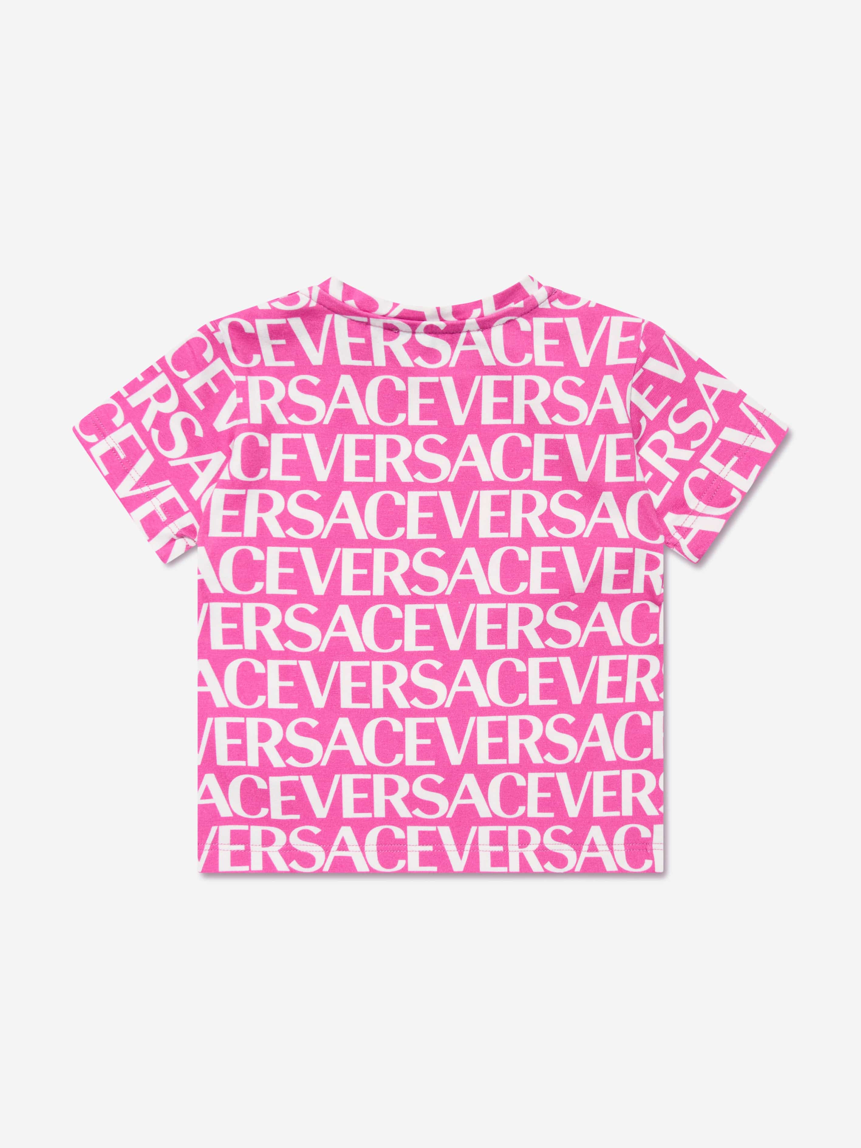 Versace Baby Girls Logo Print T-Shirt in Pink