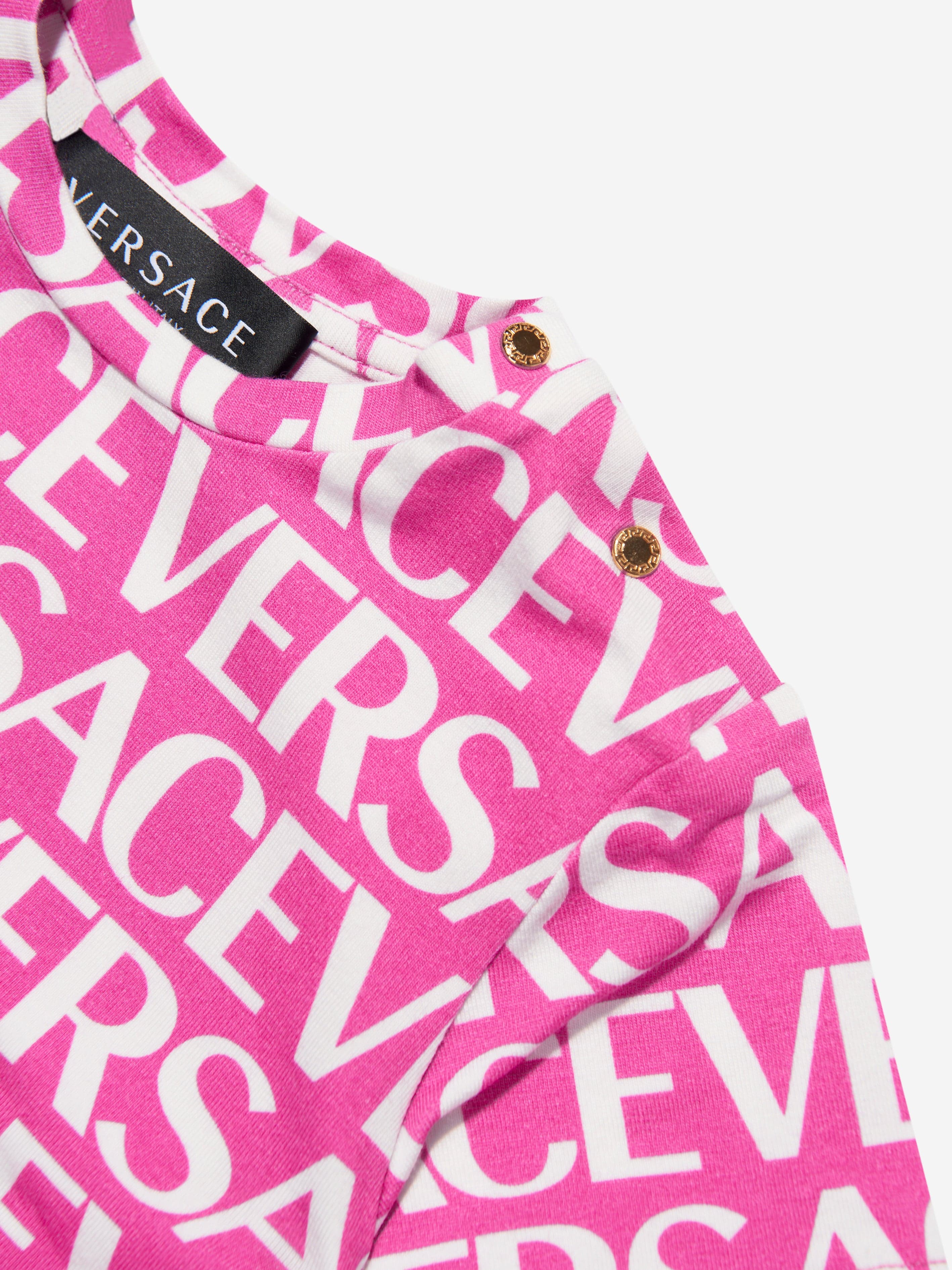 Versace Baby Girls Logo Print T-Shirt in Pink