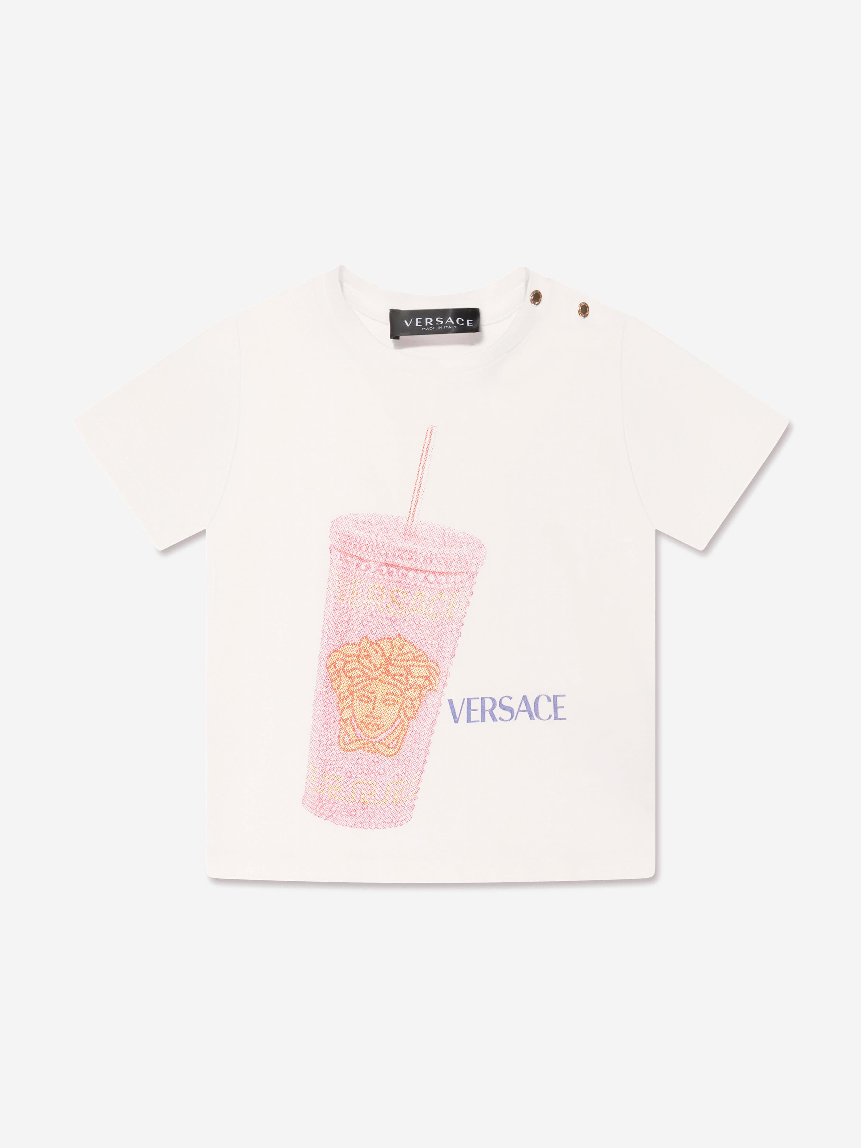 Versace Baby Girls Travel Cup T-Shirt in White