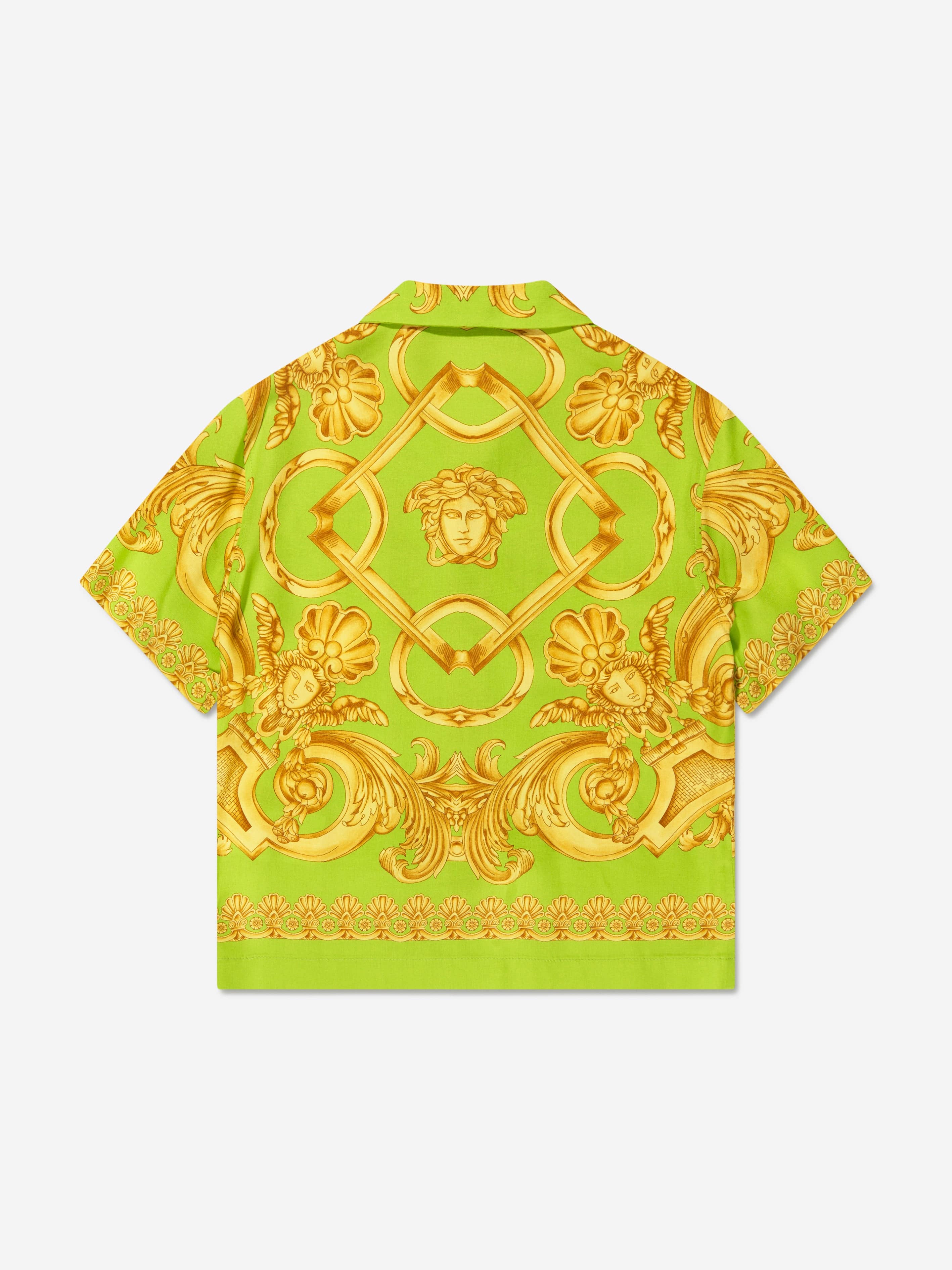 Versace Boys Barocco Short Sleeve Shirt in Lime