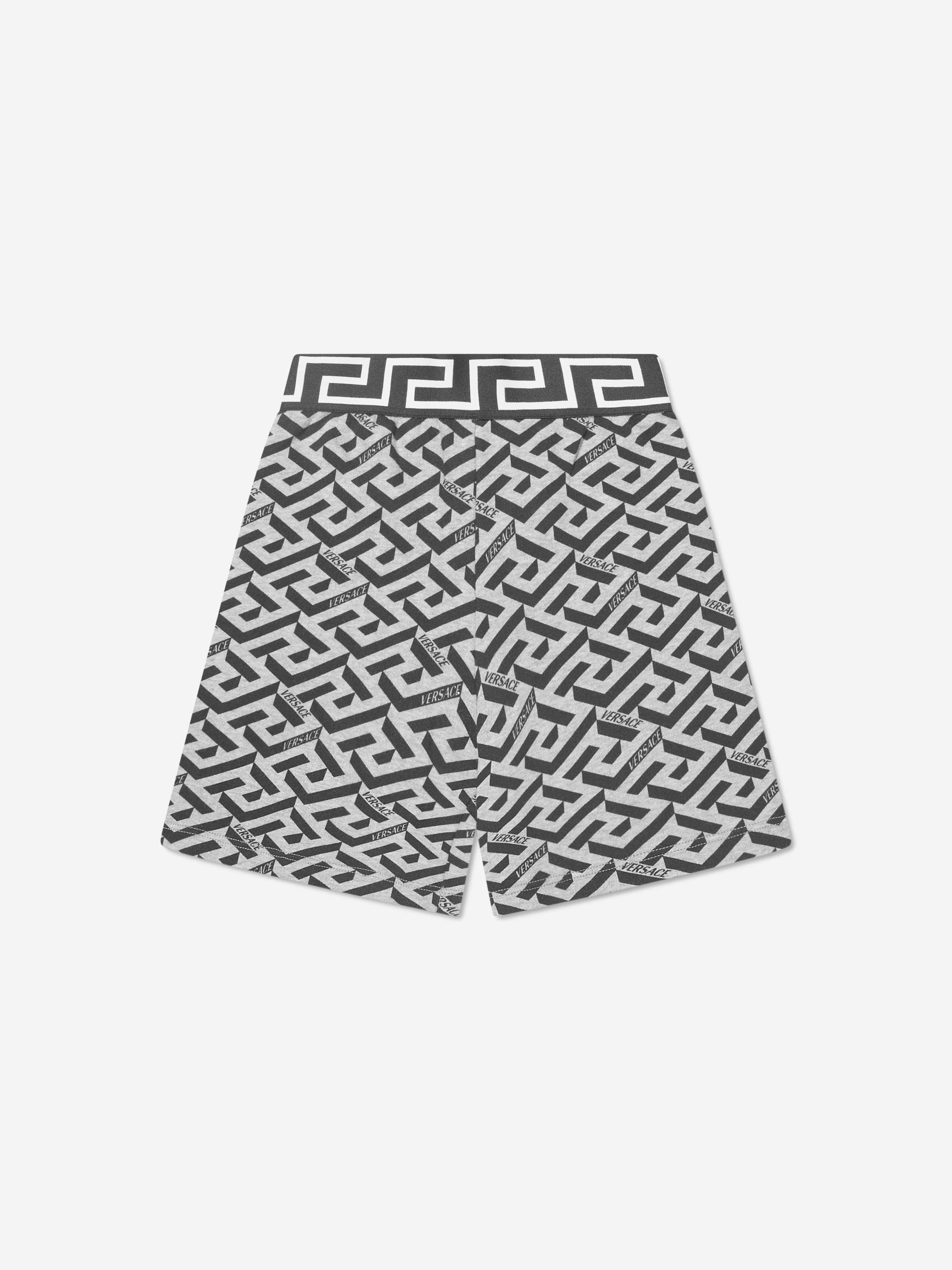 Versace Boys La Greca Shorts in Grey