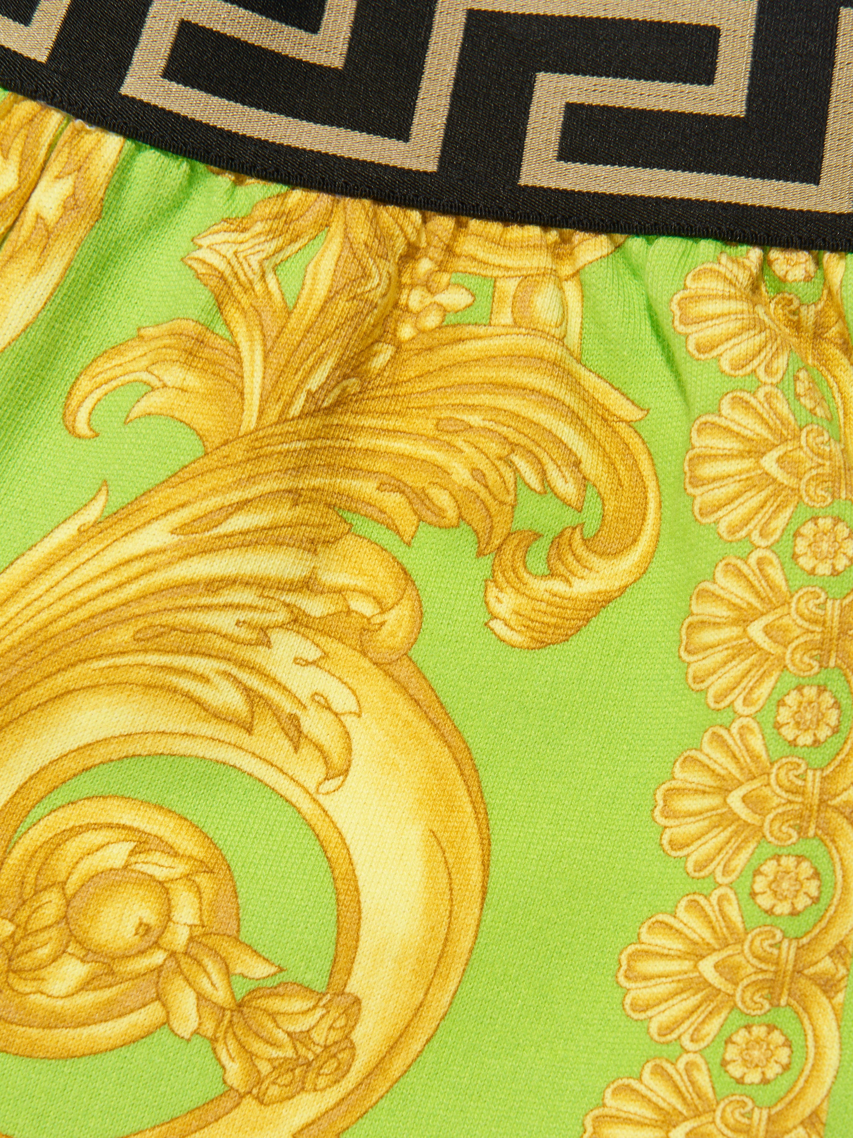 Versace Boys Barocco Print Shorts in Lime