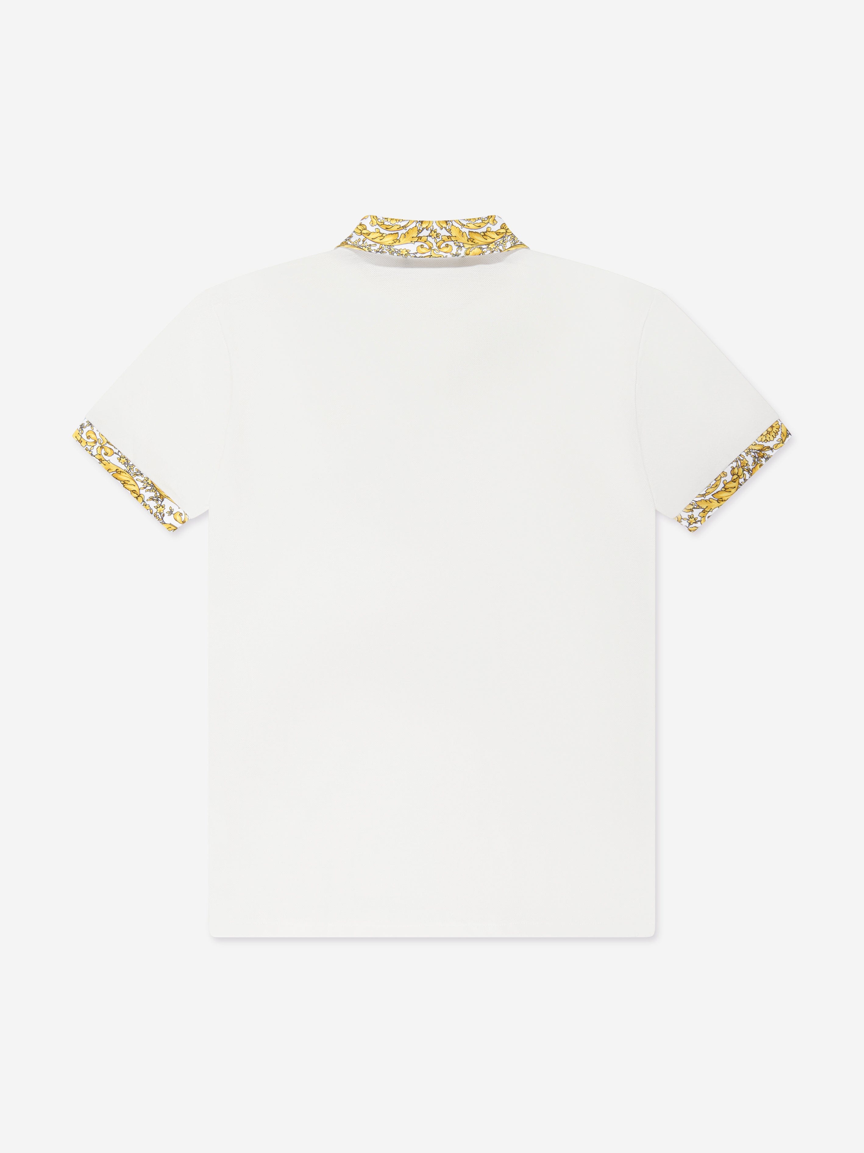 Versace Boys Barocco Trim Polo Shirt in White