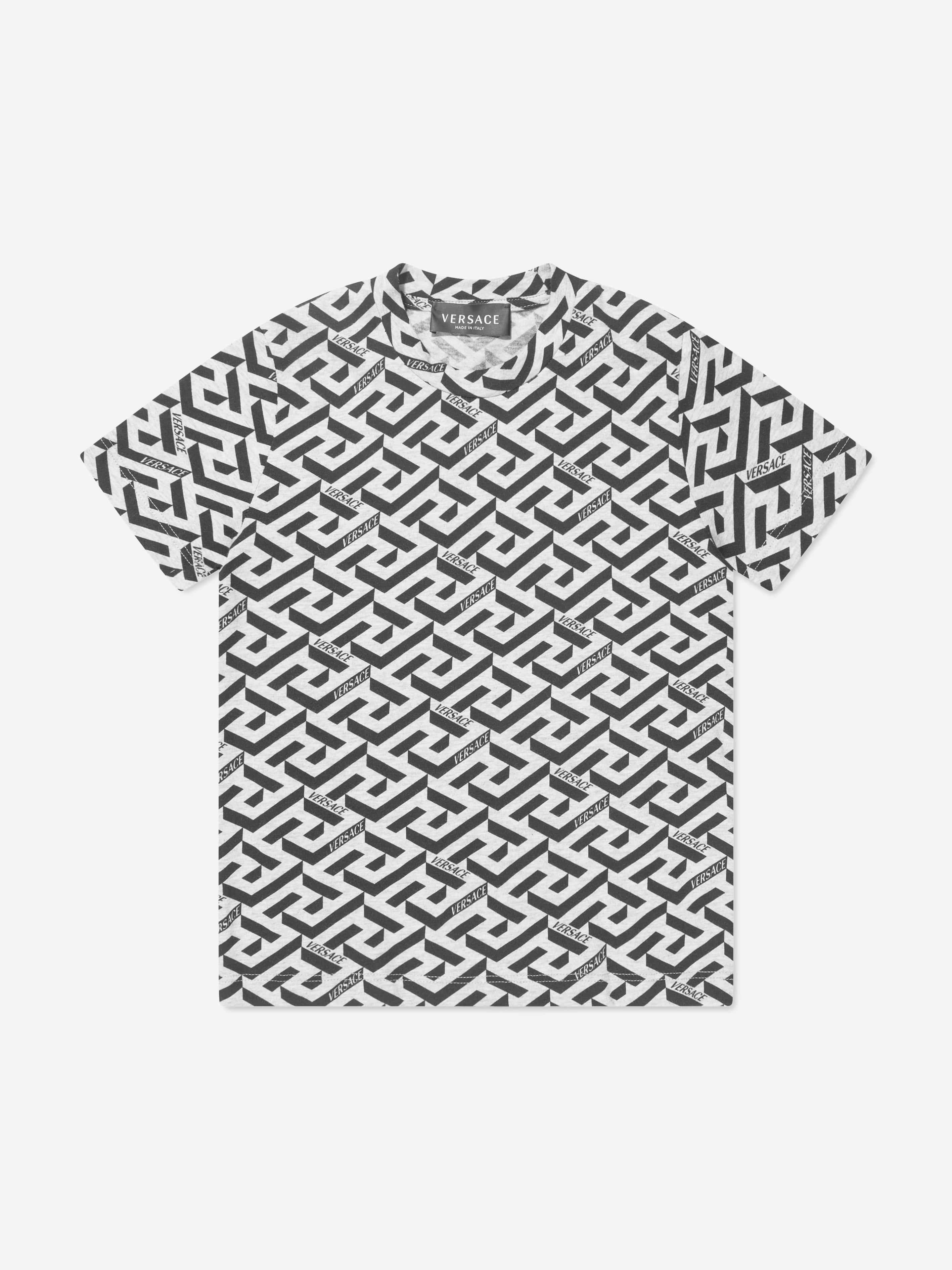 Versace Boys La Greca T-Shirt in Grey