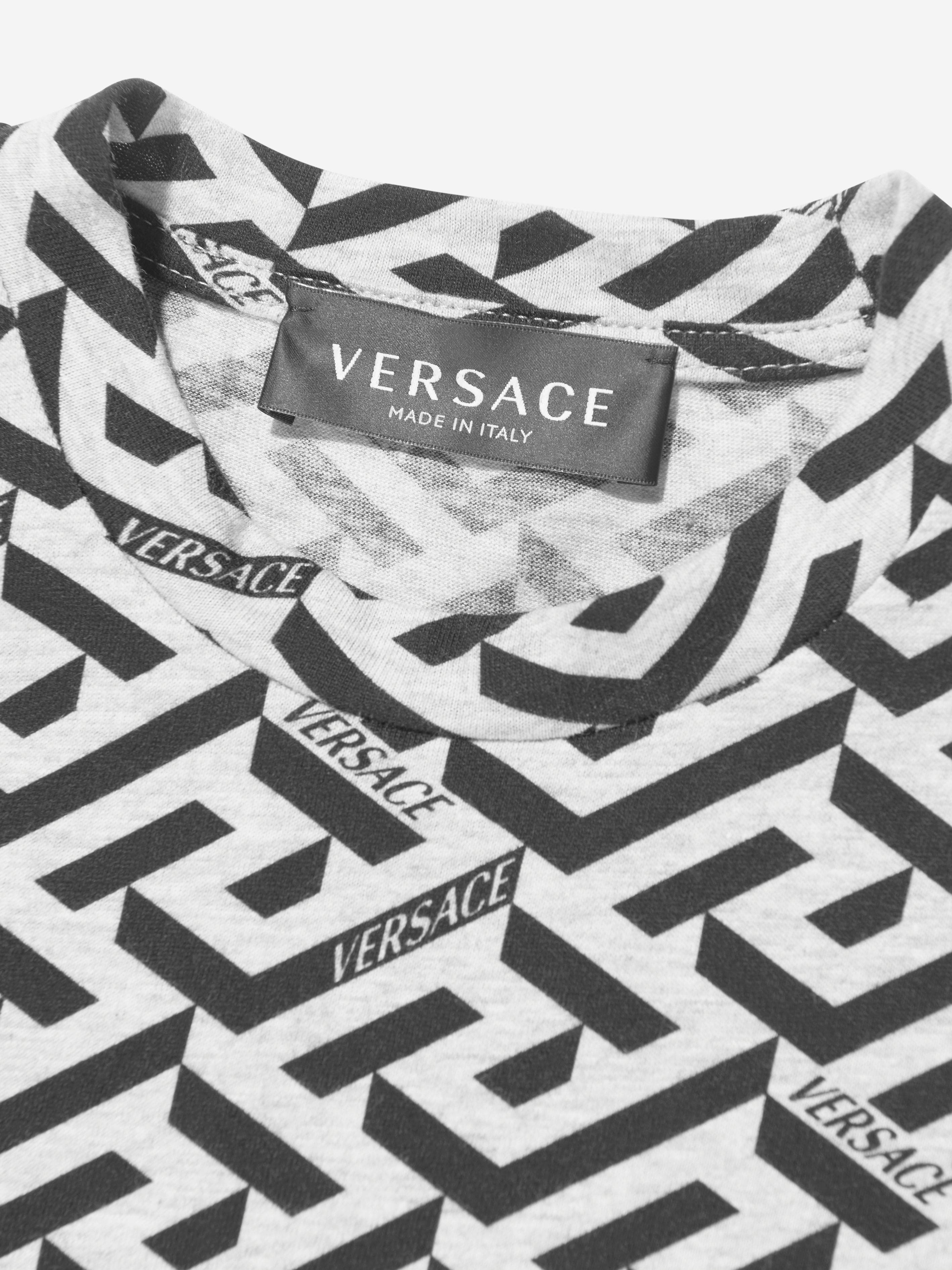 Versace Boys La Greca T-Shirt in Grey