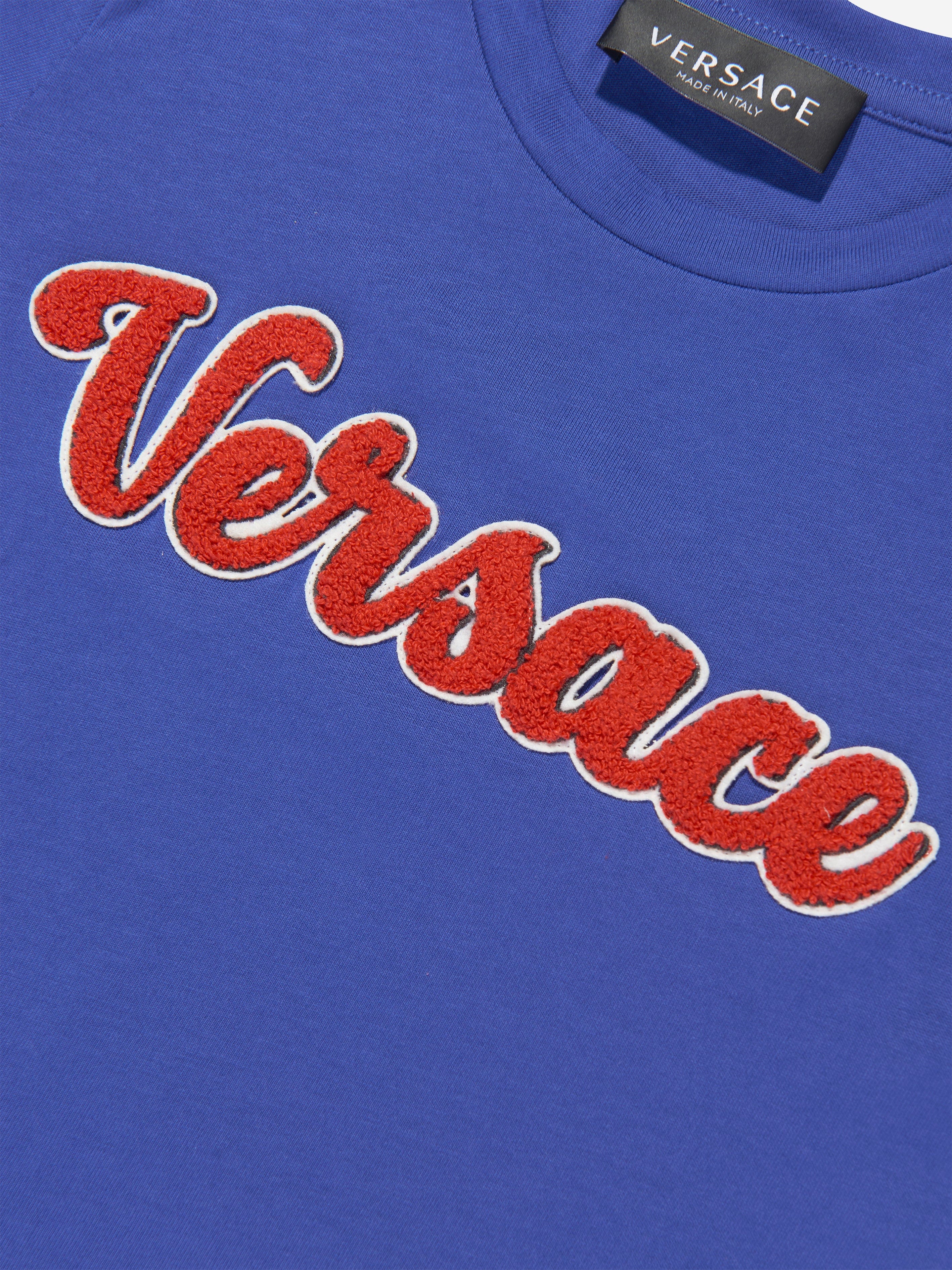 Versace Boys Logo T-Shirt in Blue