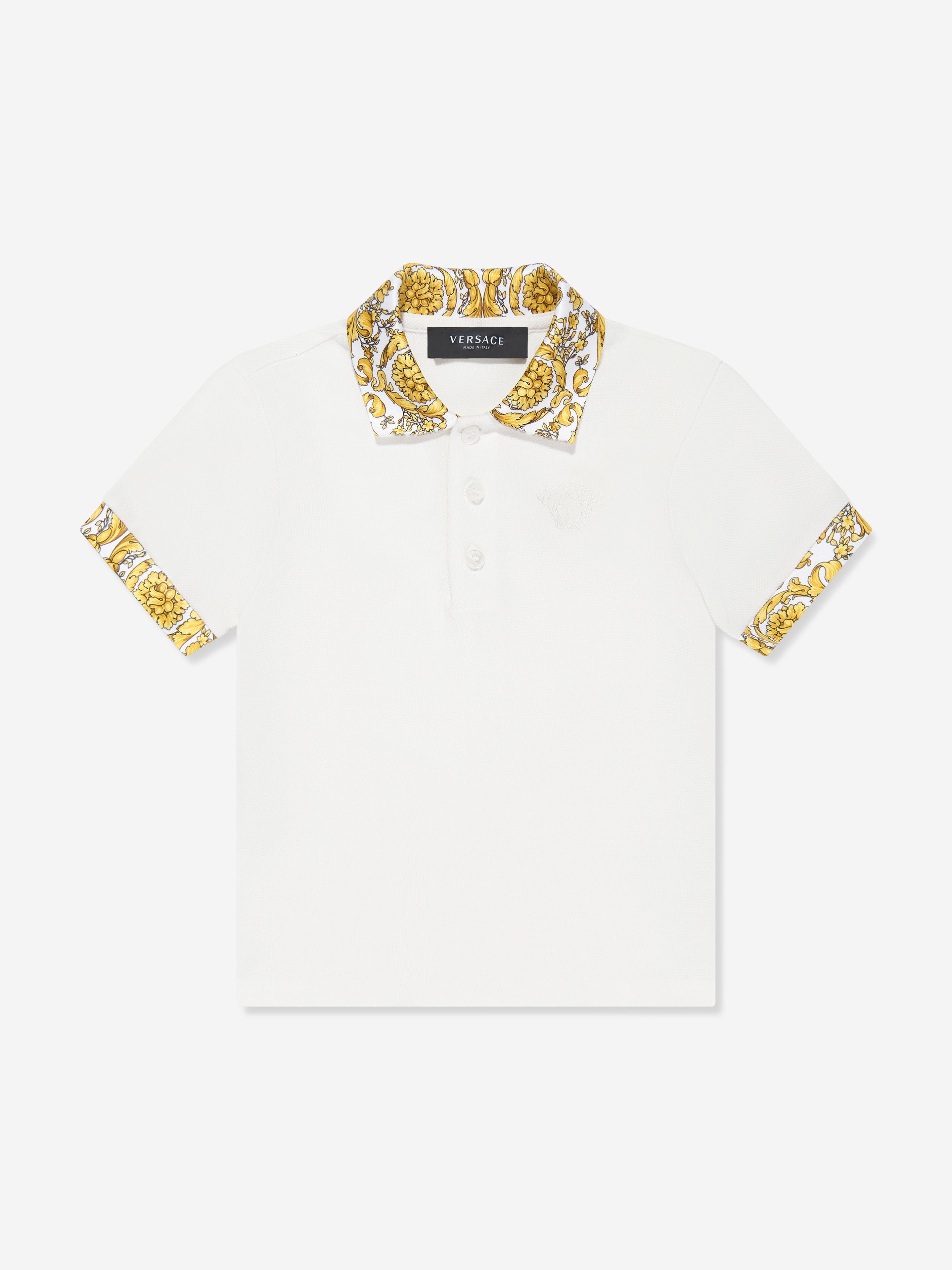 Versace Baby Boys Barocco Polo Shirt in White