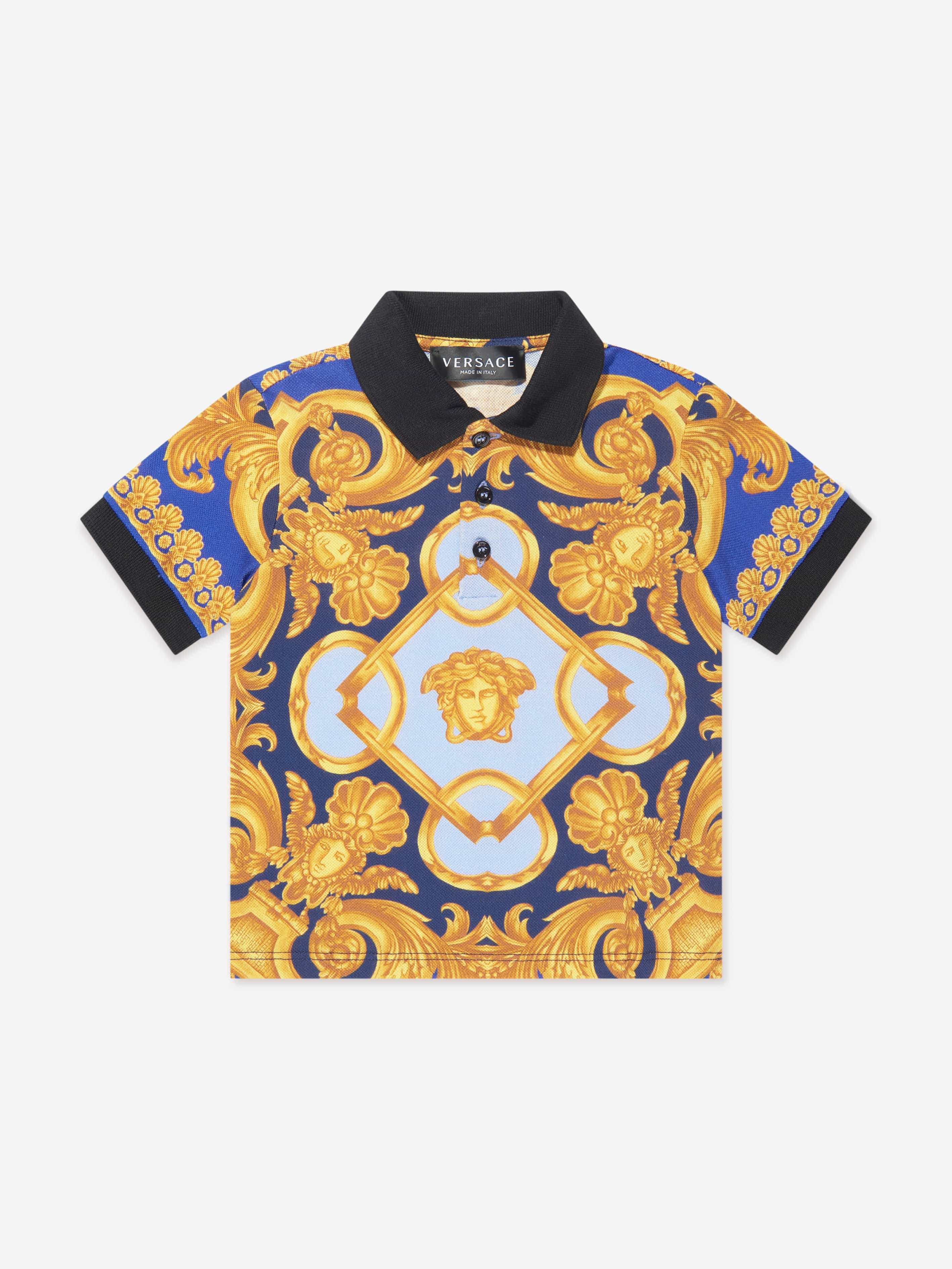 Versace Baby Boys Barocco Polo Shirt in Blue