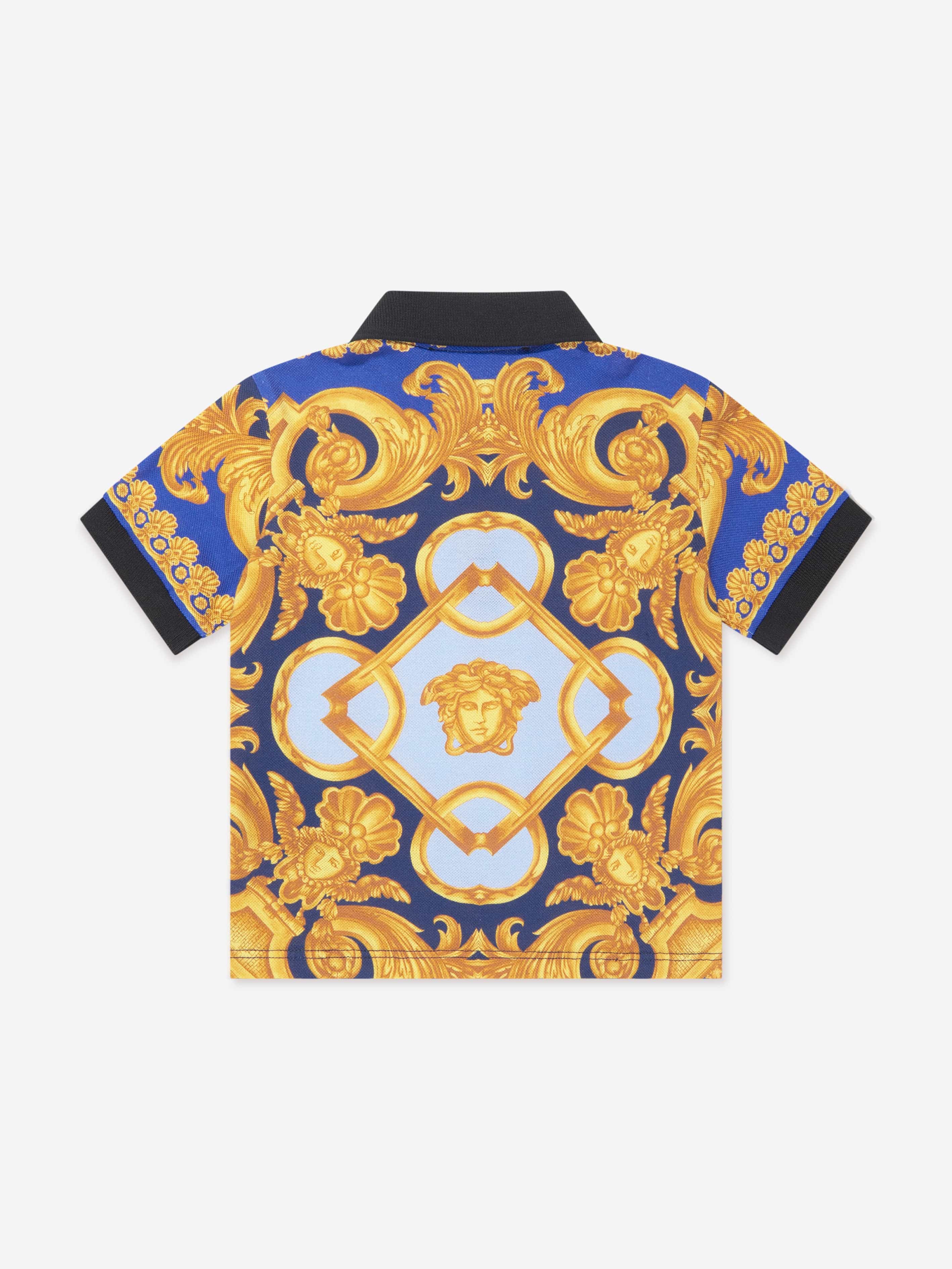 Versace Baby Boys Barocco Polo Shirt in Blue