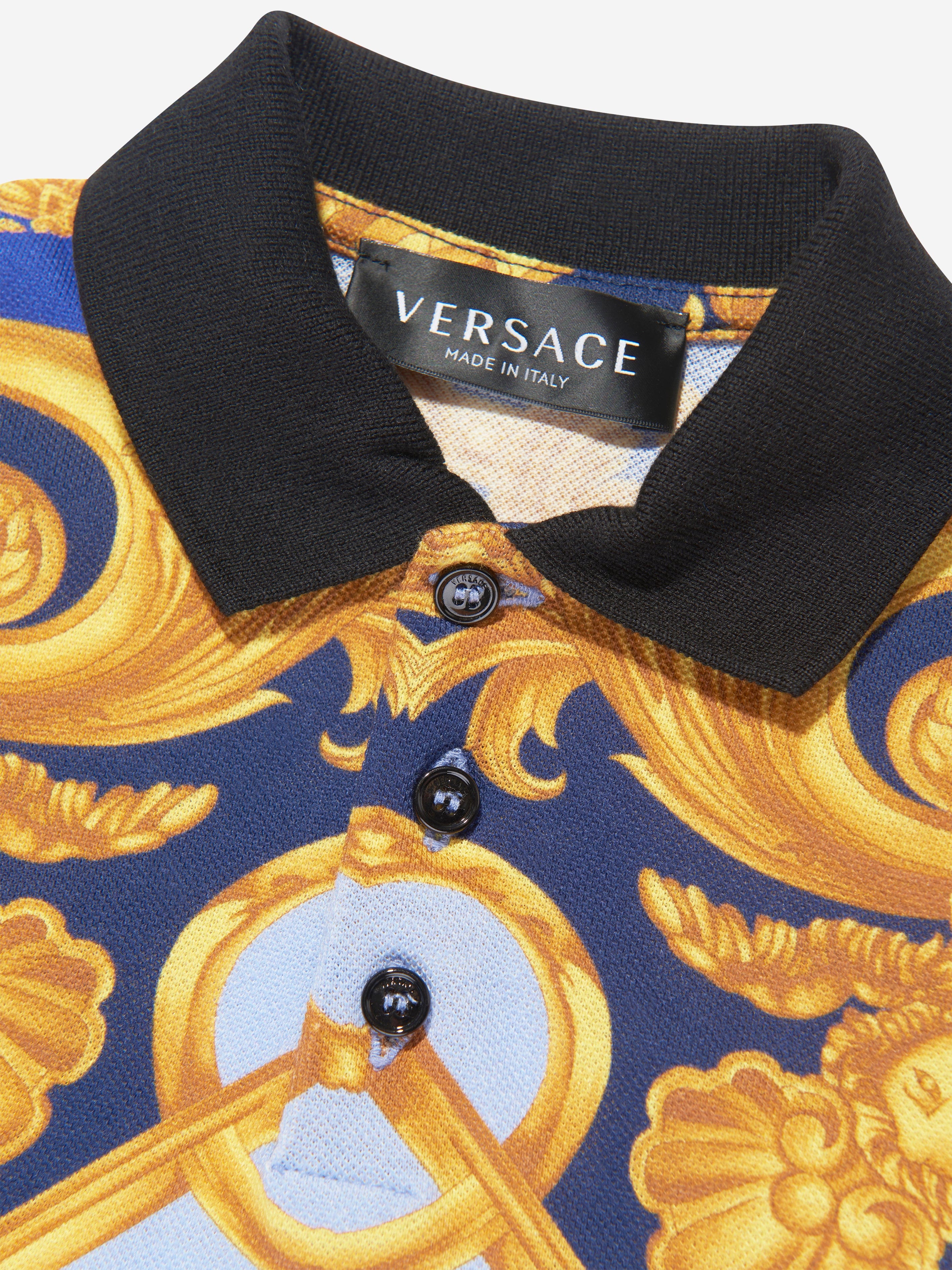 Versace Baby Boys Barocco Polo Shirt in Blue