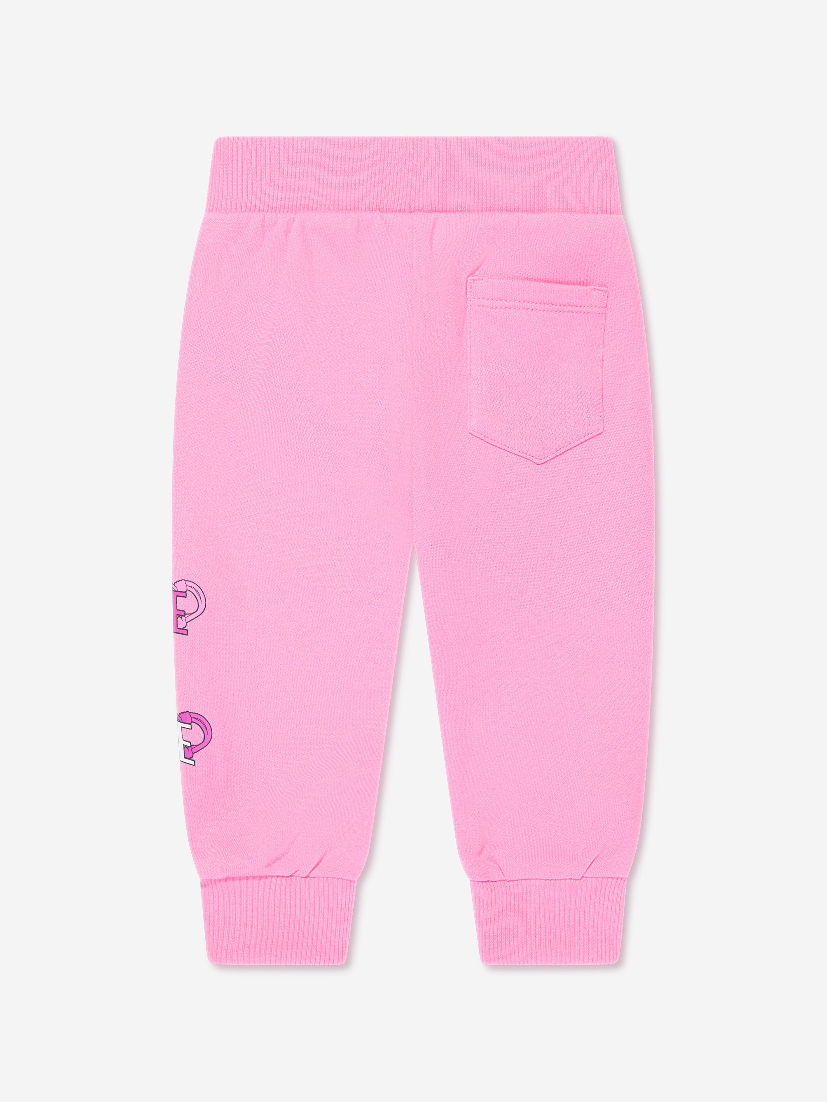 Versace Baby Girls Safety Pin Logo Joggers in Pink