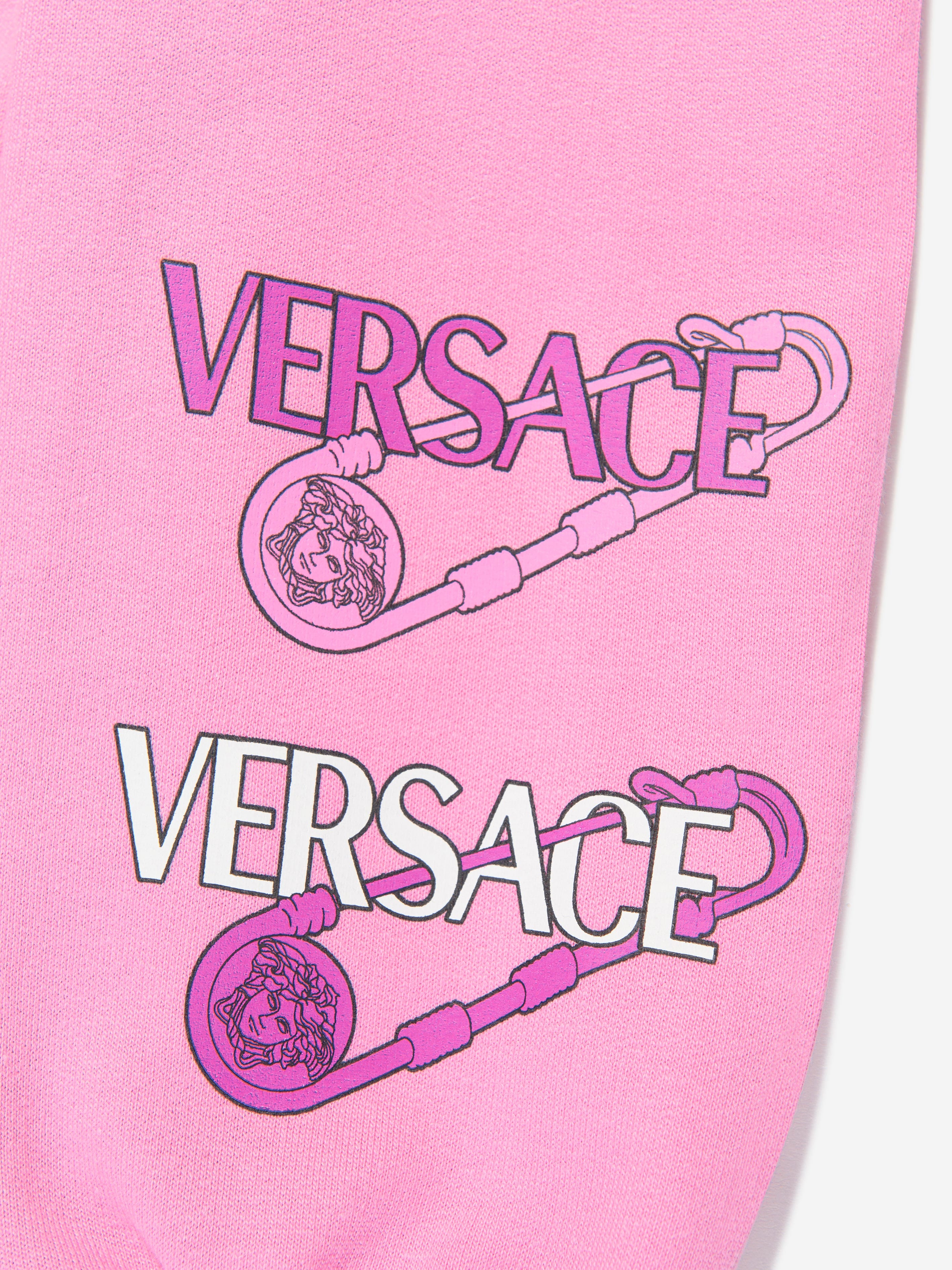 Versace Baby Girls Safety Pin Logo Joggers in Pink