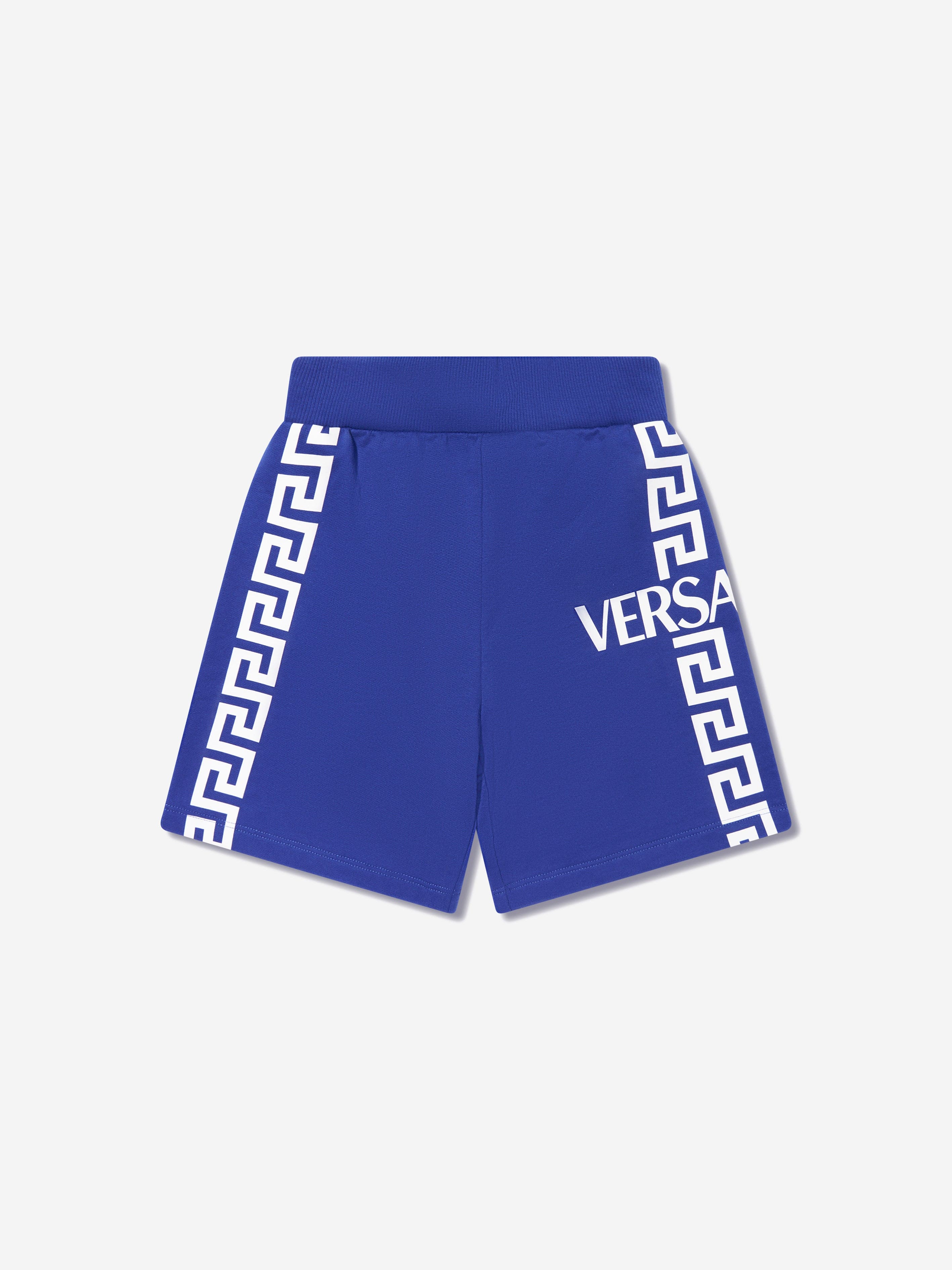 Versace Boys La Greca Logo Shorts in Blue