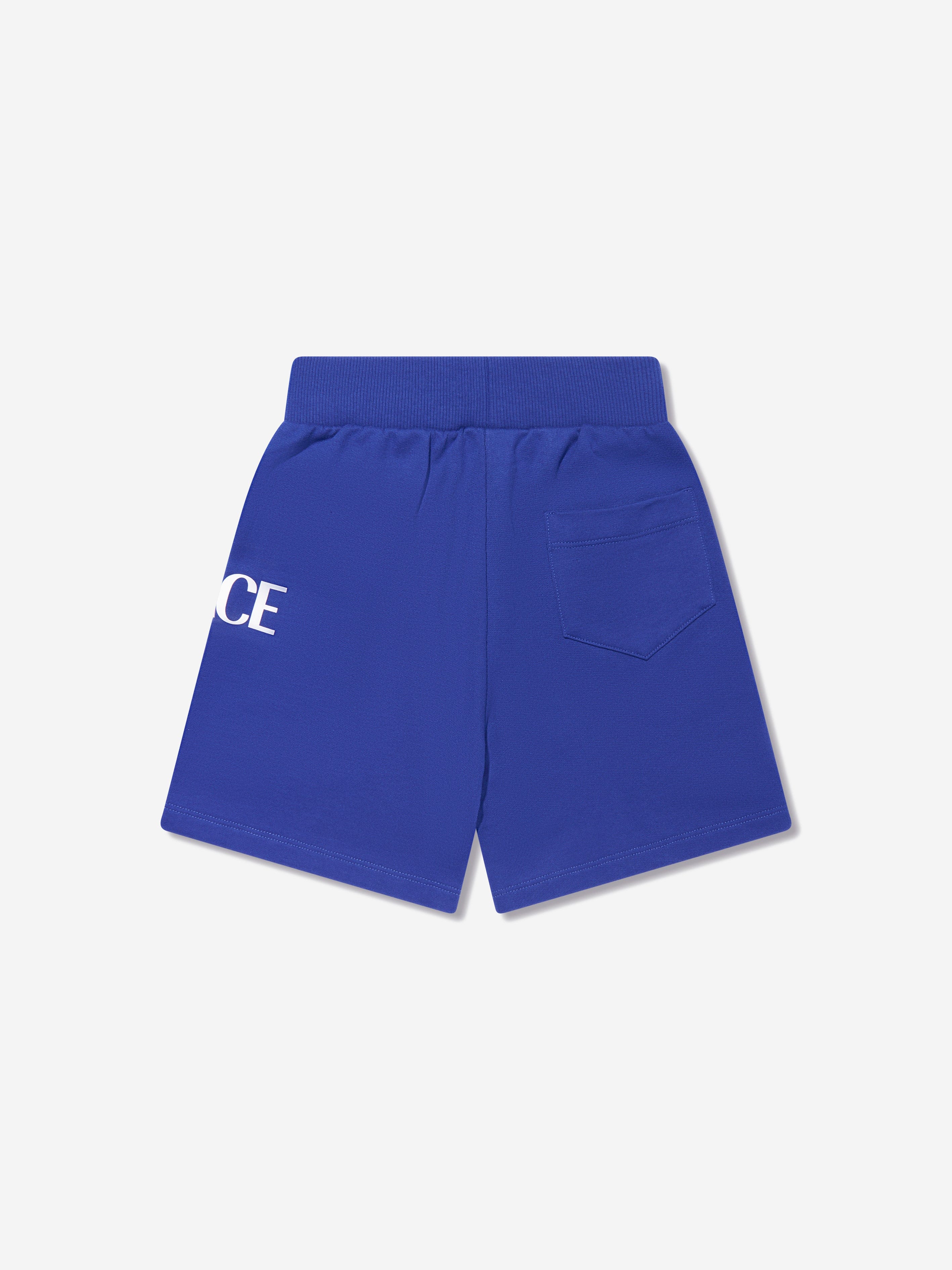 Versace Boys La Greca Logo Shorts in Blue