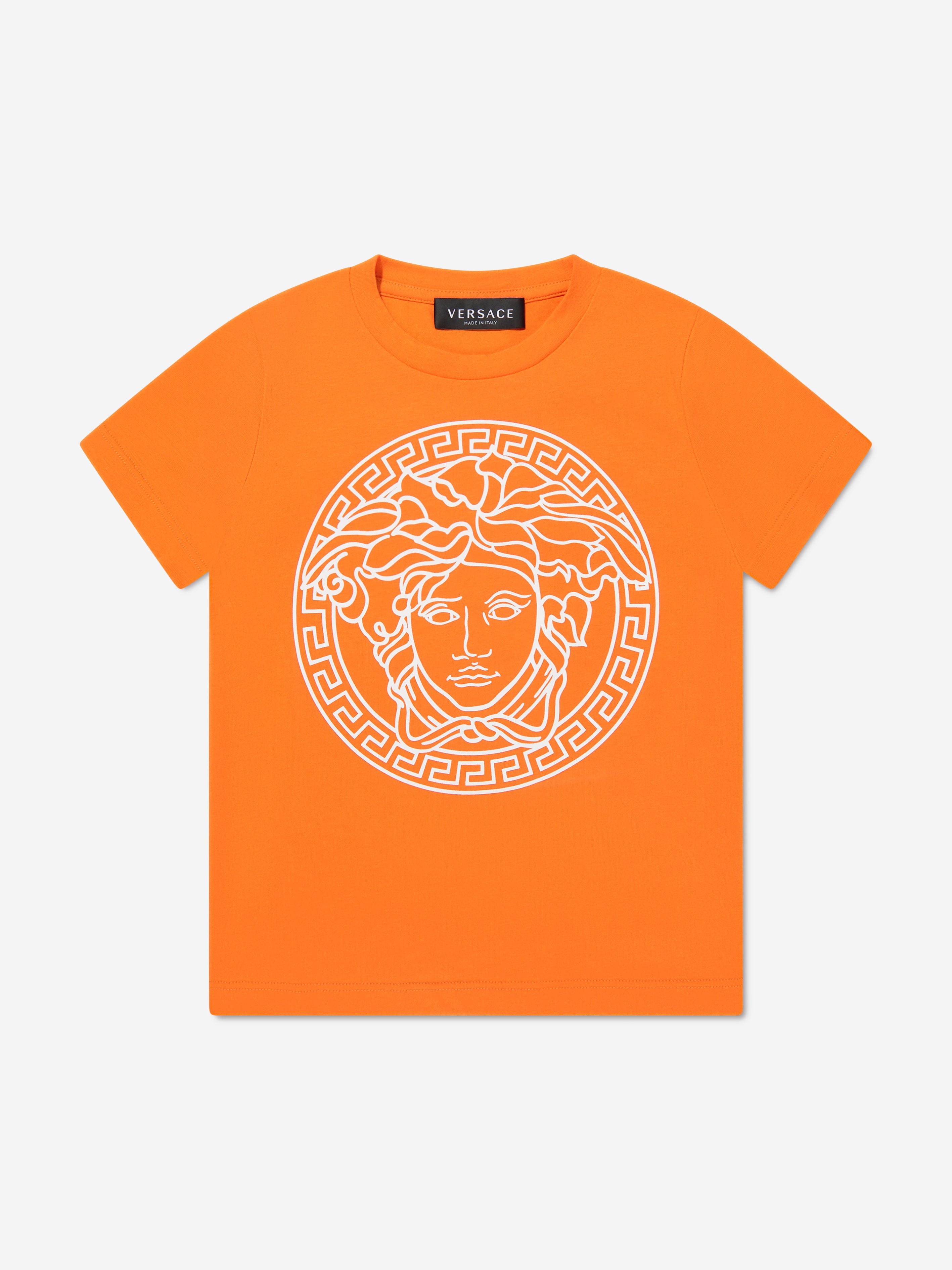 Versace Boys Medusa Logo T-Shirt in Orange