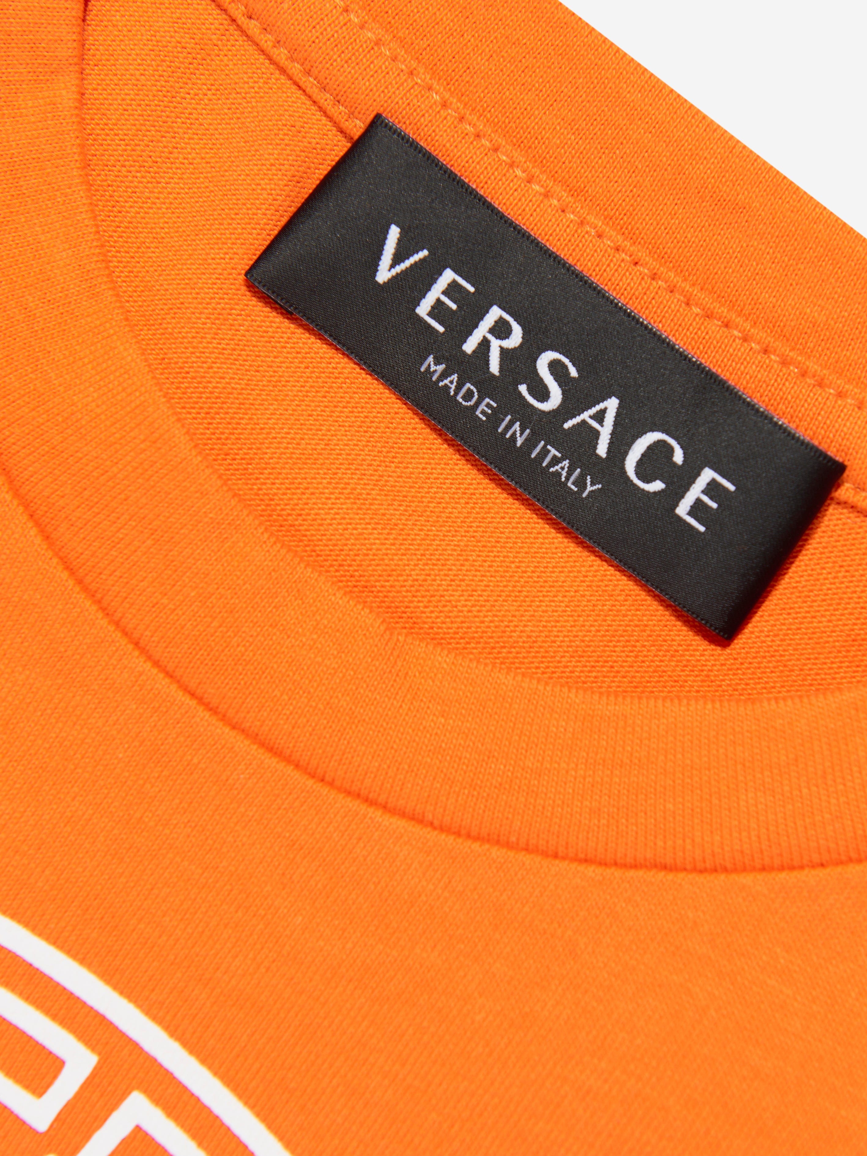 Versace Boys Medusa Logo T-Shirt in Orange