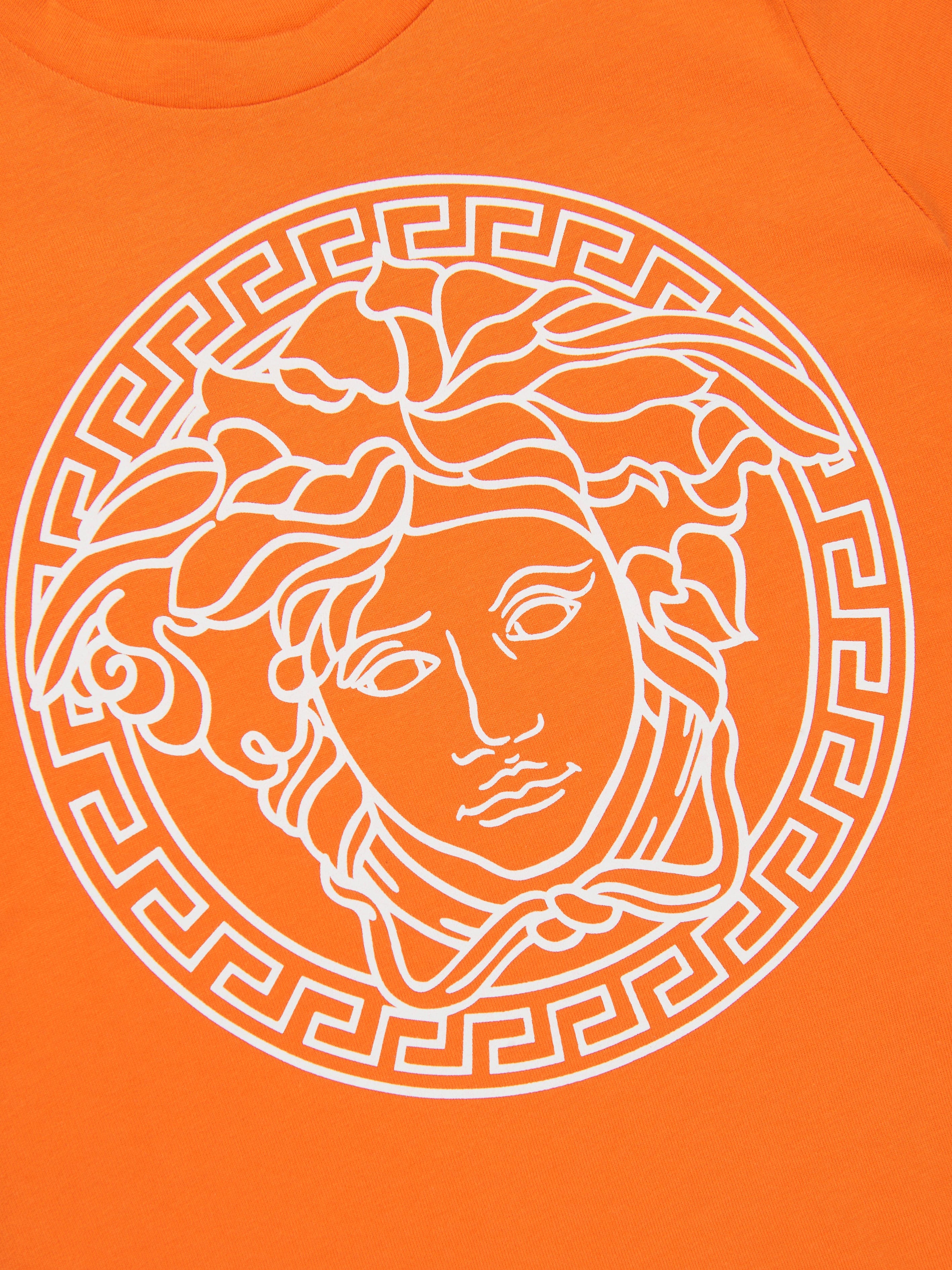 Versace Boys Medusa Logo T-Shirt in Orange