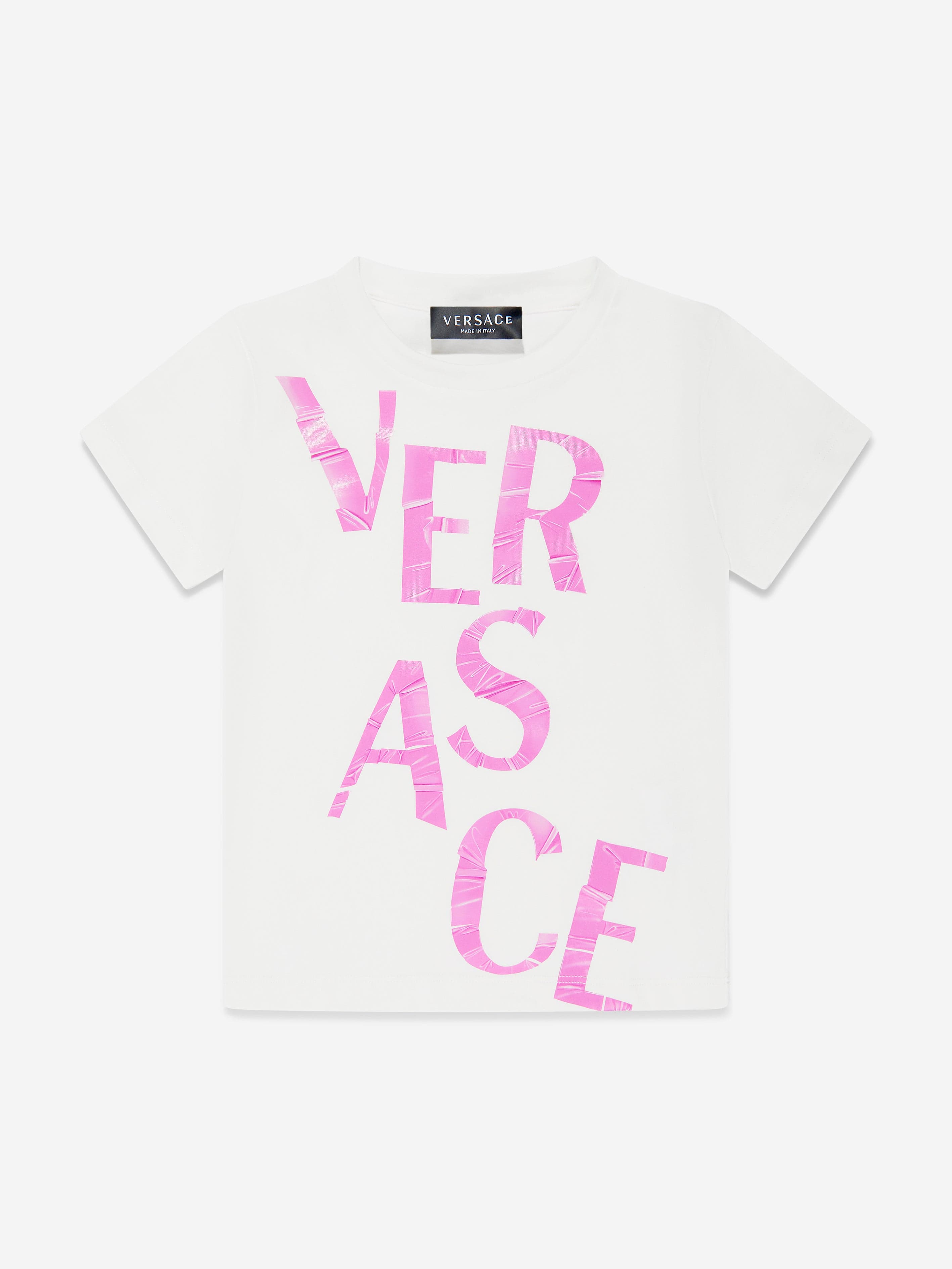 Versace Girls Logo Print T-Shirt in White