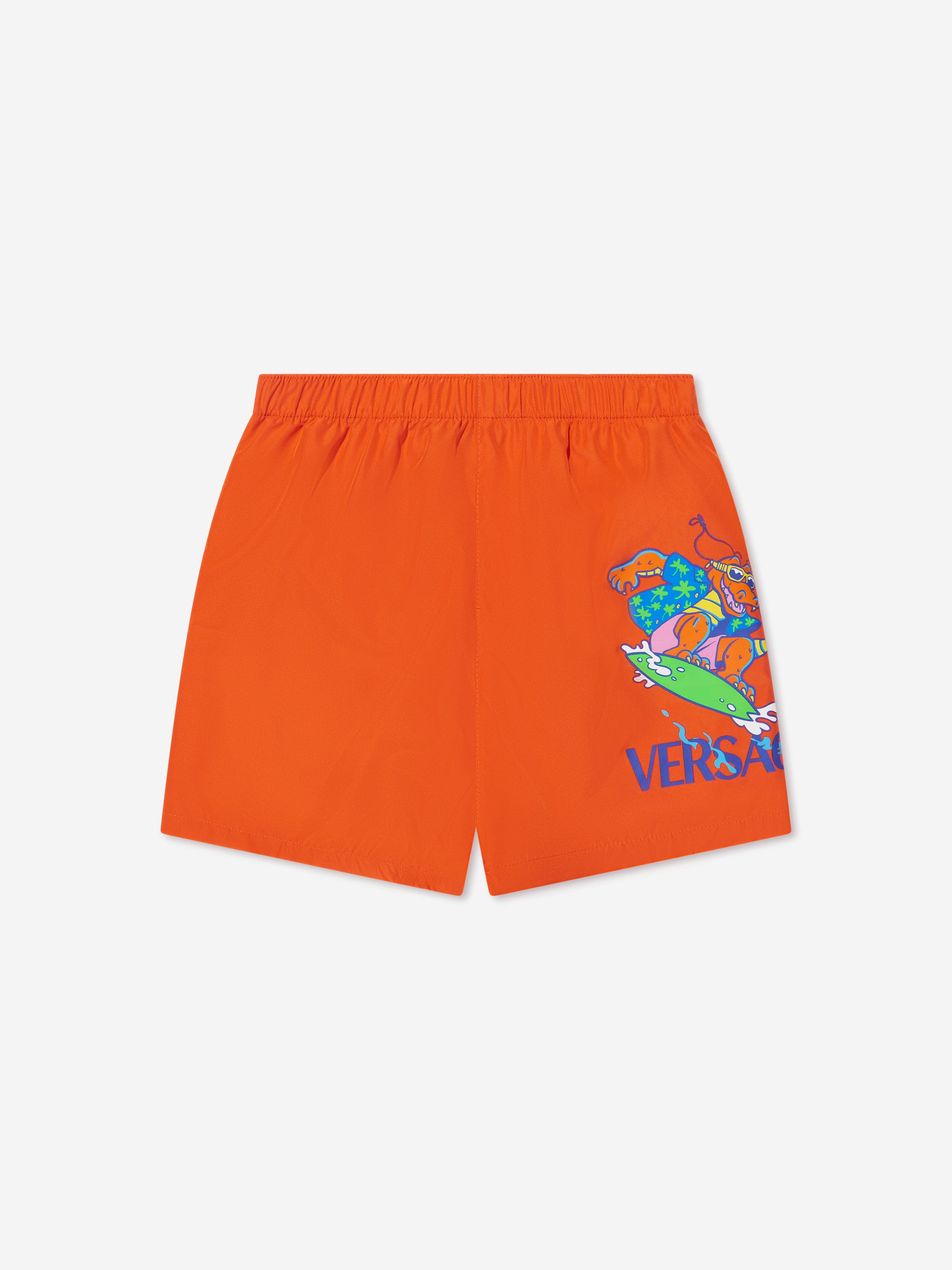 Versace Boys Crocodile Swim Shorts in Orange